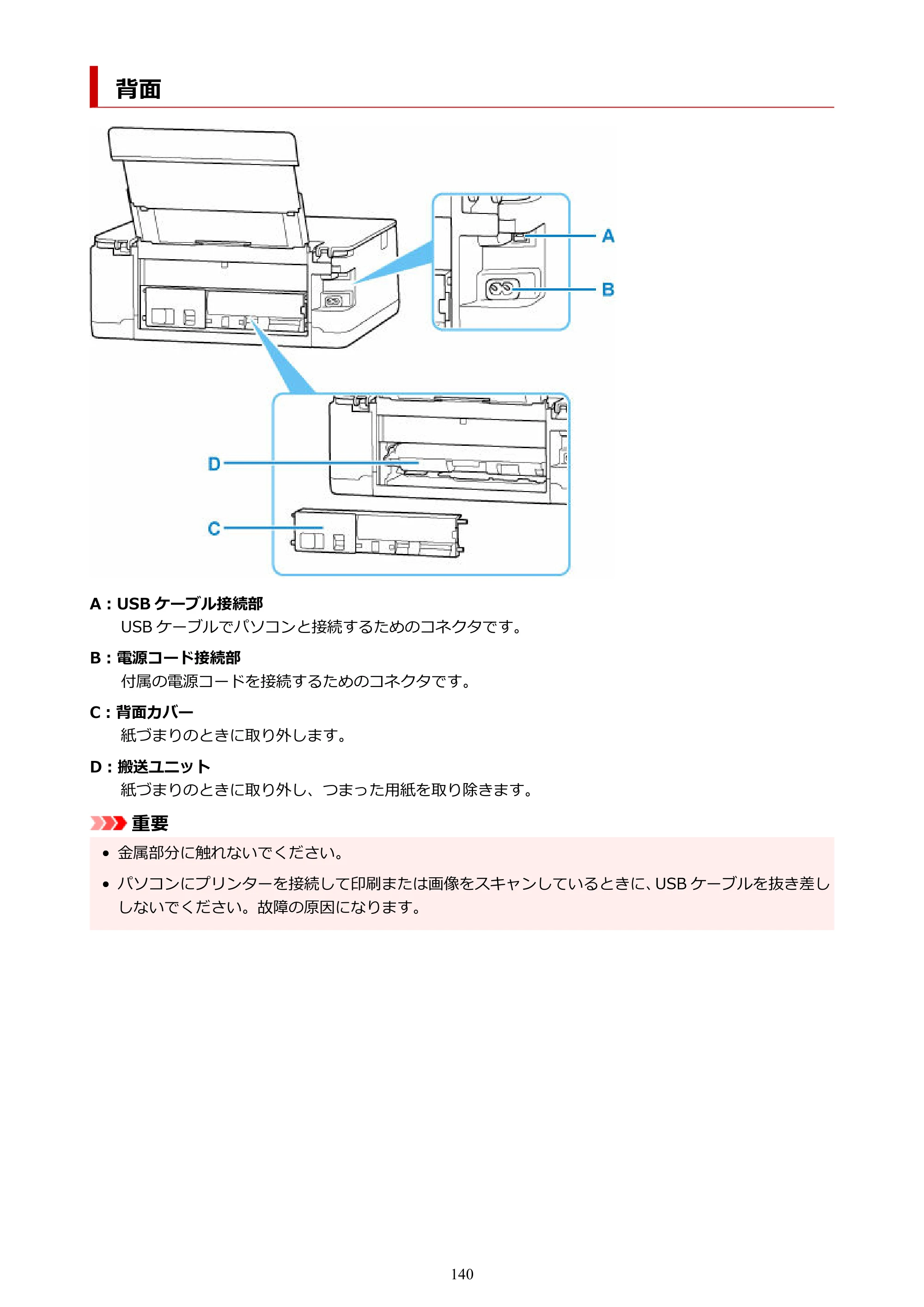 キヤノン PIXUS TS7530 オンラインマニュアル PDF版（Windows版） — 背面 — 原本ページ — 140ページ