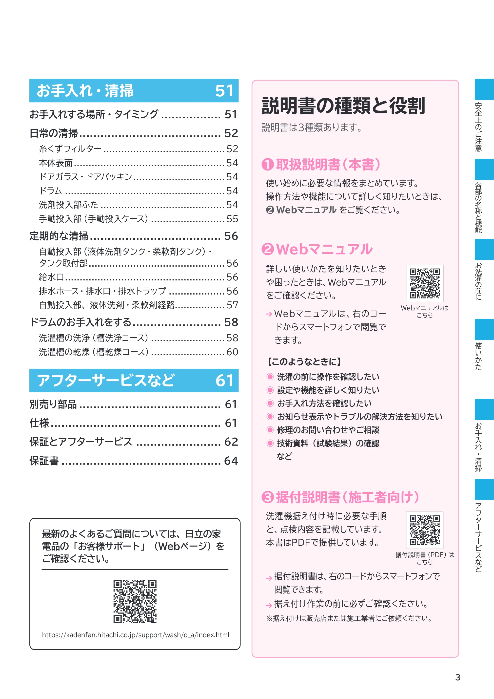 日立 BD-SX130PL / BD-SX130PR 取扱説明書 — 原本ページ — 3ページ