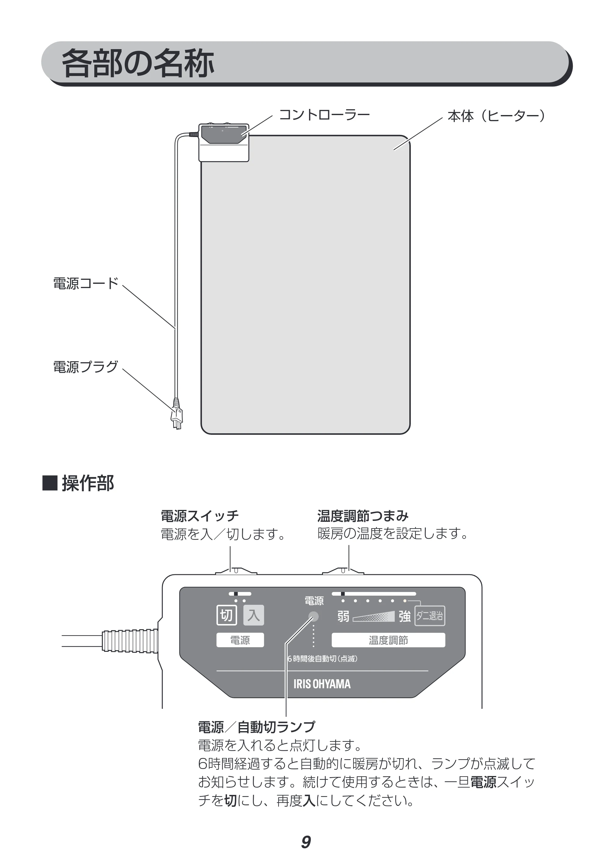 アイリスオーヤマ IHC-15 取扱説明書 — 原本ページ — 9ページ