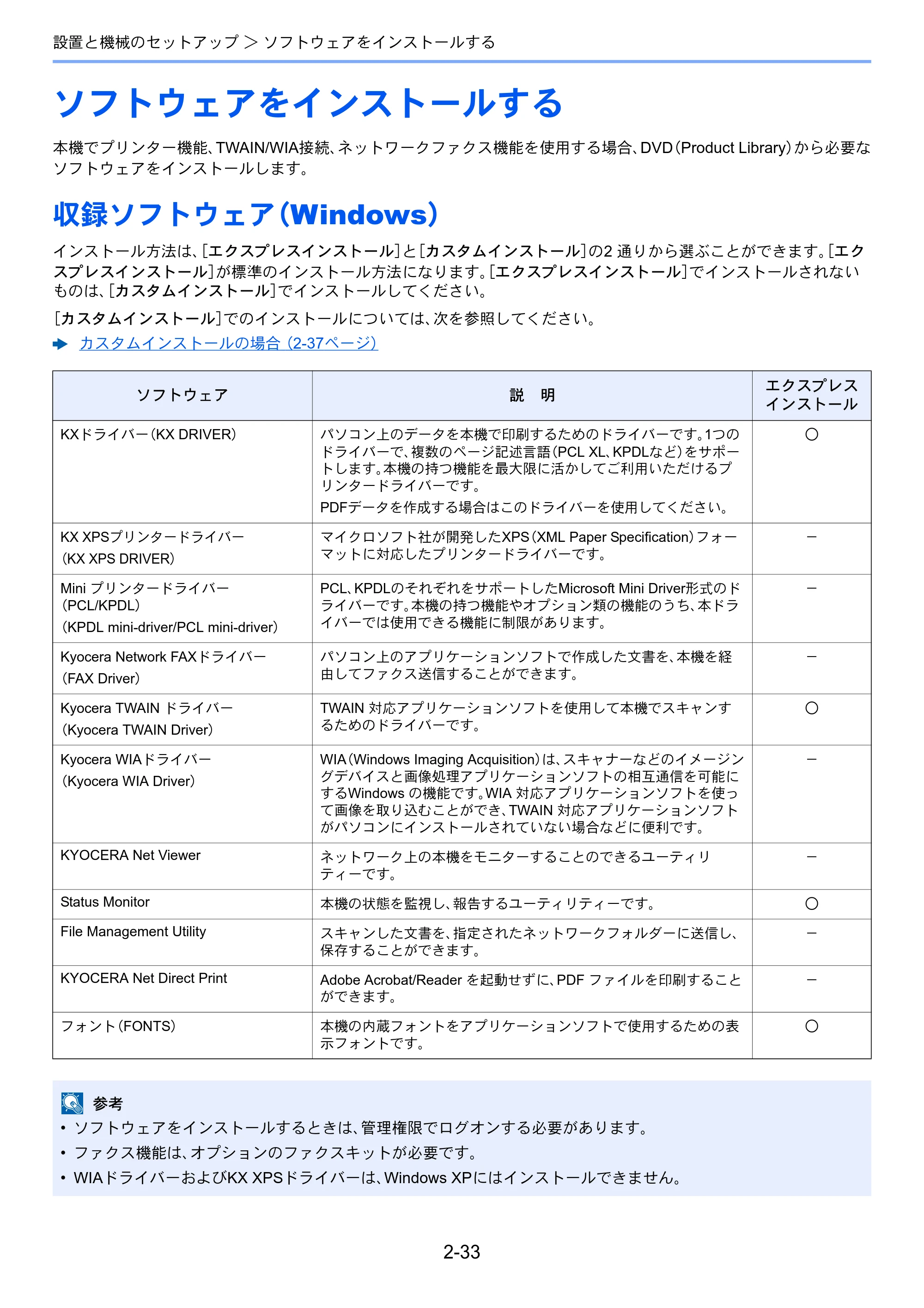京セラ TASKalfa 356ci / TASKalfa 406ci TASKalfa 406ci TASKalfa 356ci 使用説明書 — ソフトウェアをインストールする — 原本ページ — 96ページ