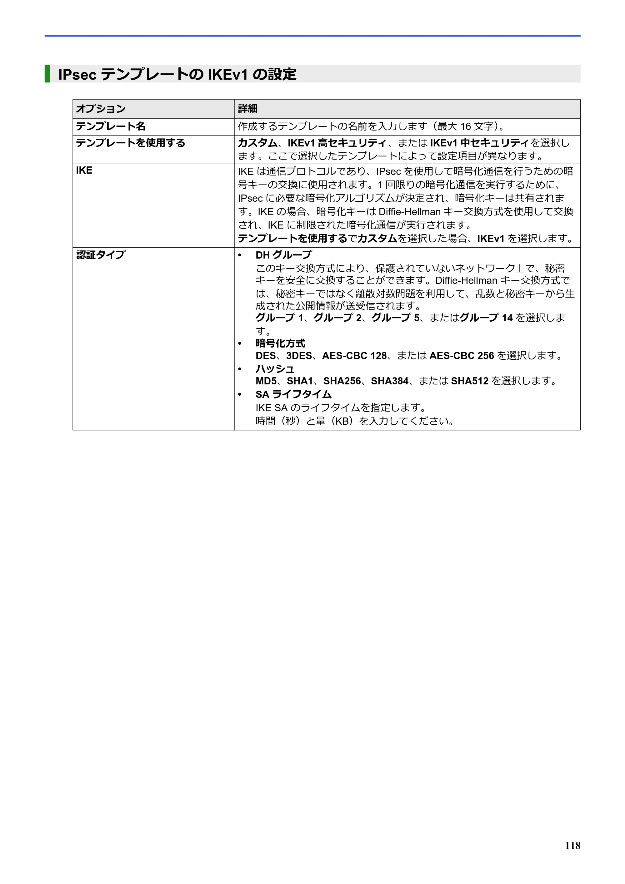 ブラザー SP-1 オンラインユーザーズガイド — IPsec テンプレートの IKEv1 の設定 — 原本ページ — 122ページ