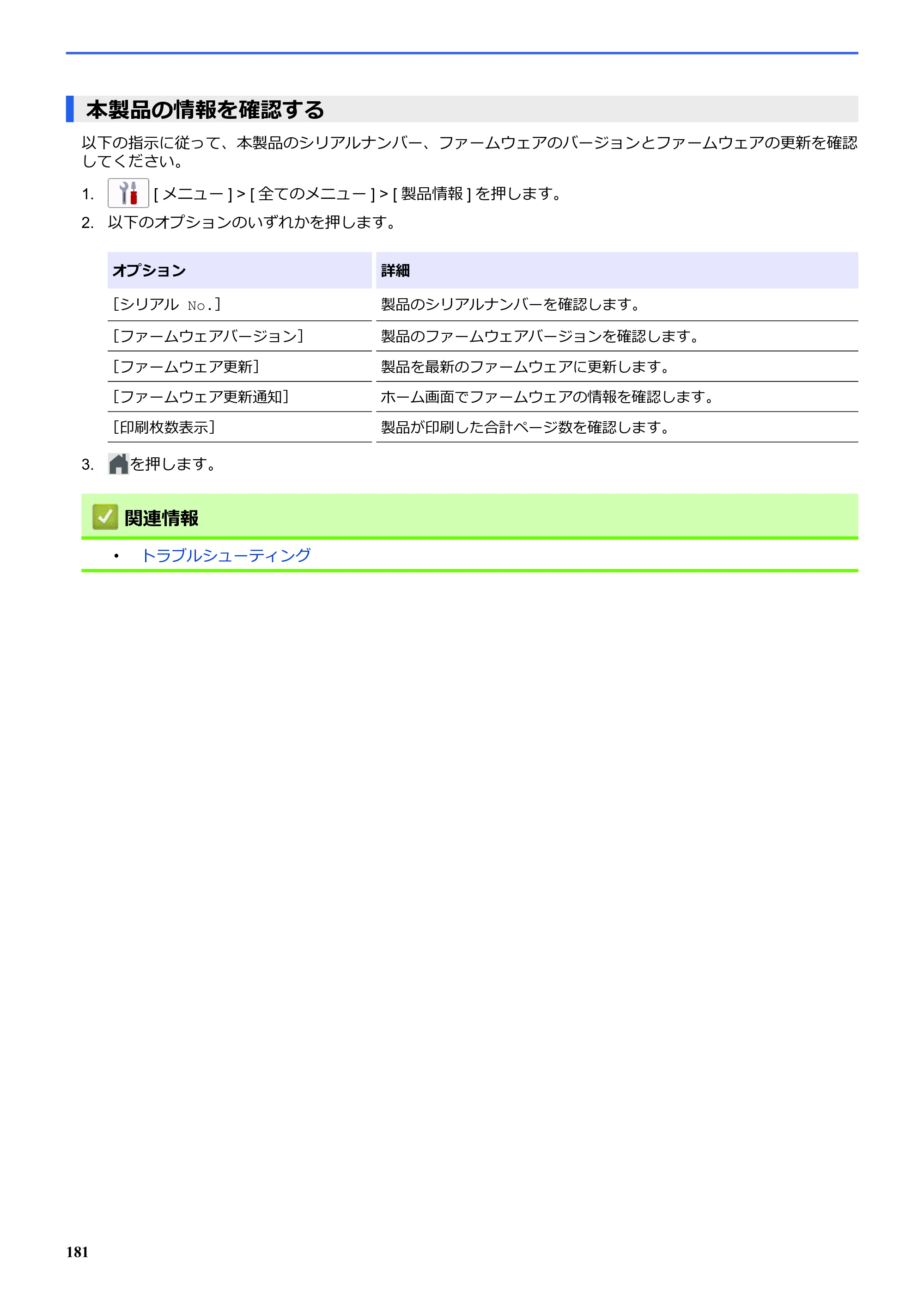 ブラザー SP-1 オンラインユーザーズガイド — 本製品の情報を確認する — 原本ページ — 185ページ