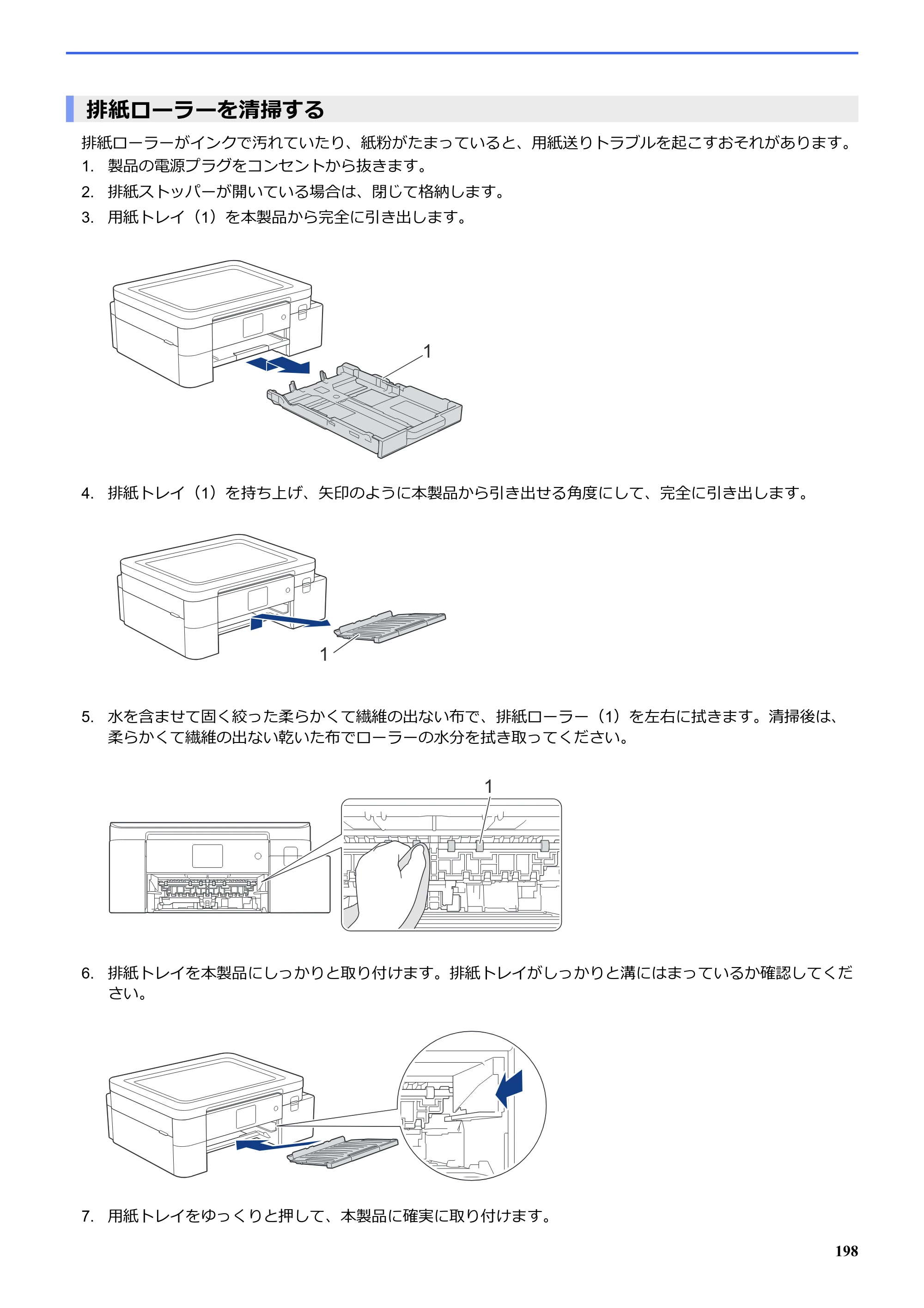 ブラザー SP-1 オンラインユーザーズガイド — 排紙ローラーを清掃する — 原本ページ — 202ページ