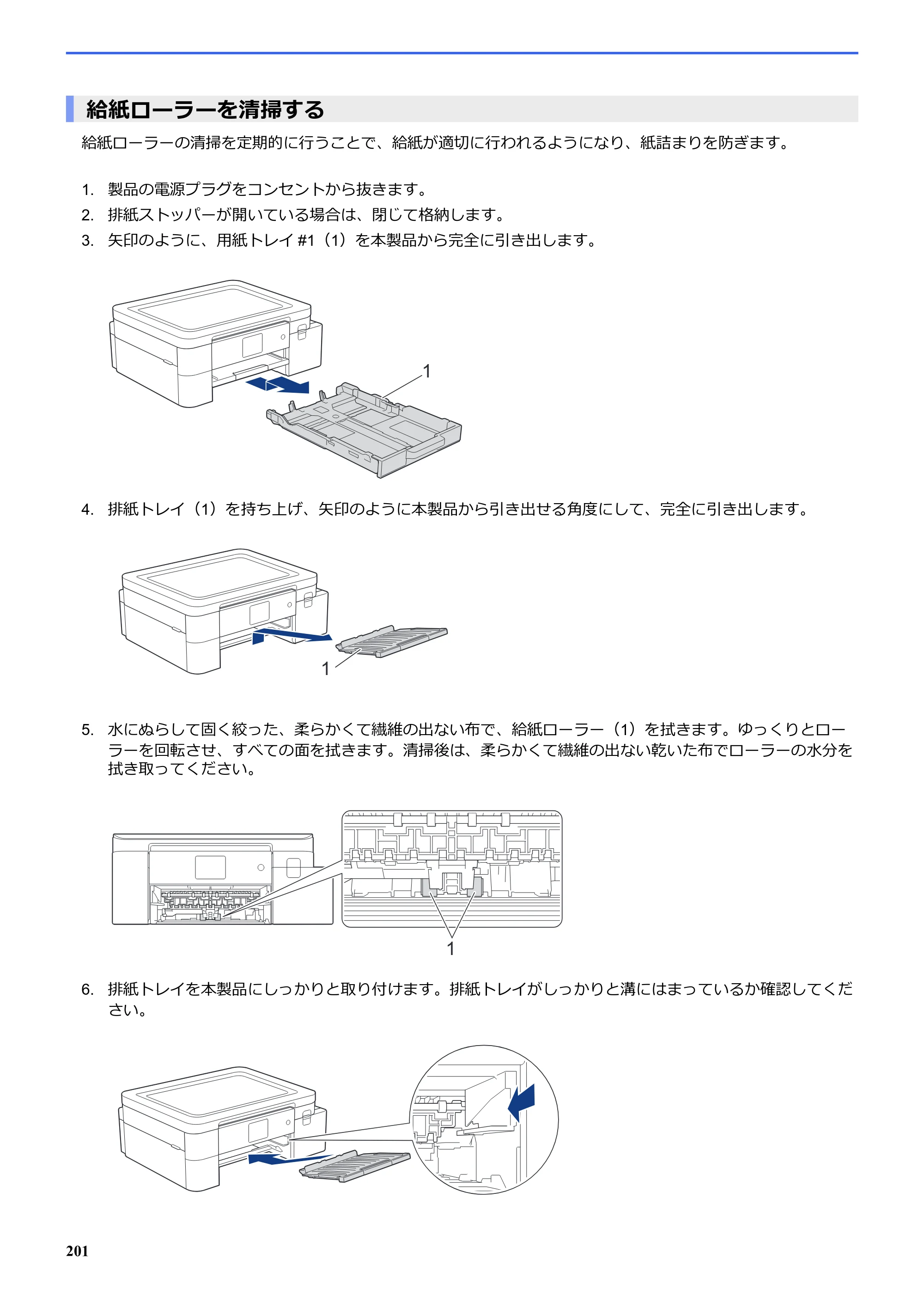 ブラザー SP-1 オンラインユーザーズガイド — 給紙ローラーを清掃する — 原本ページ — 205ページ