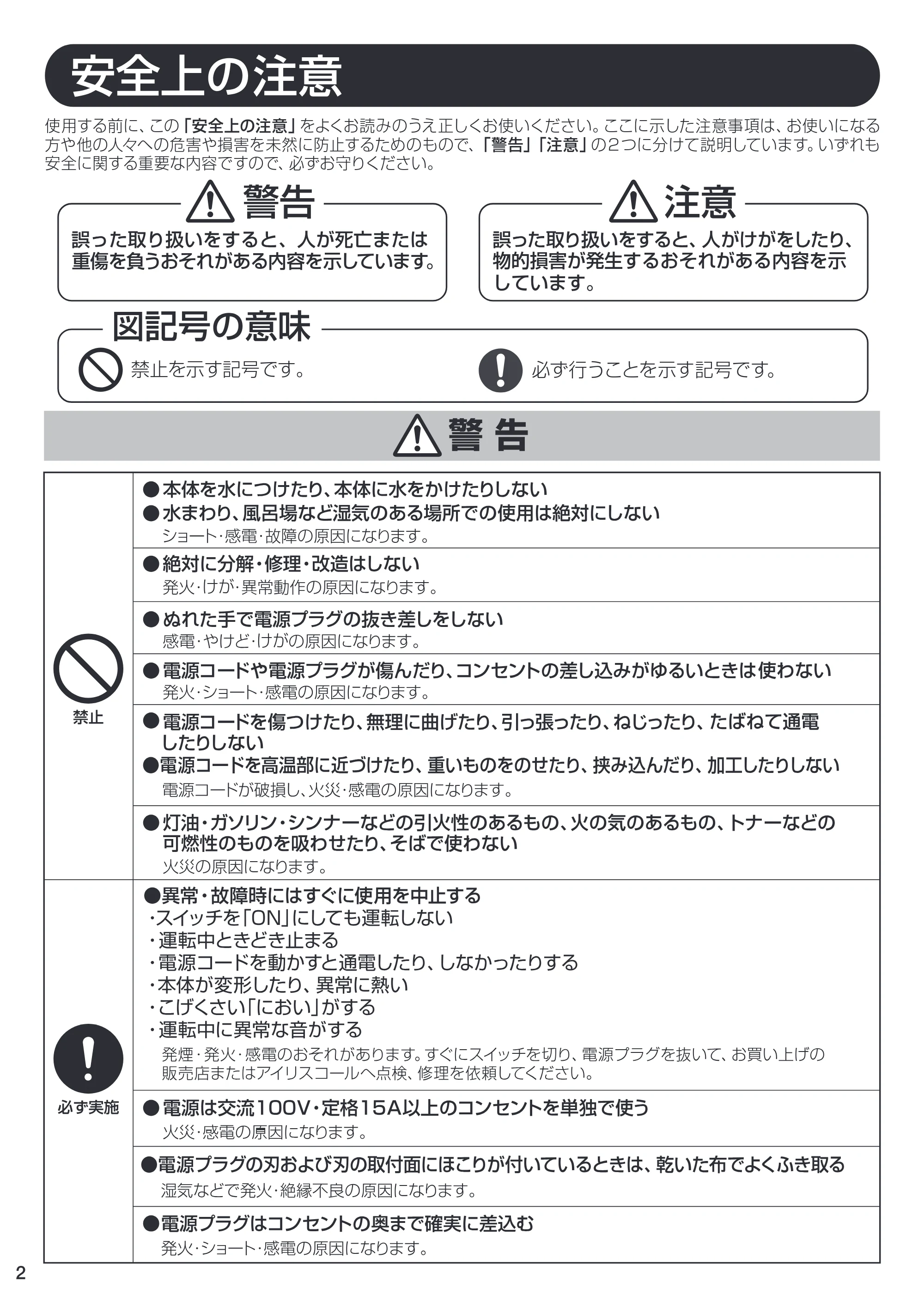 アイリスオーヤマ IC-S55E 取扱説明書 — 原本ページ — 2ページ