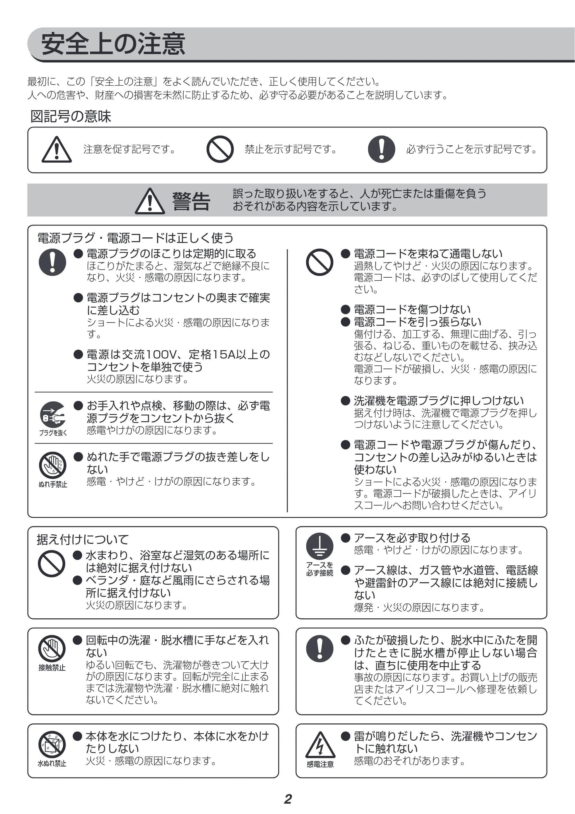 アイリスオーヤマ IAW-T806HA 取扱説明書 — 原本ページ — 2ページ