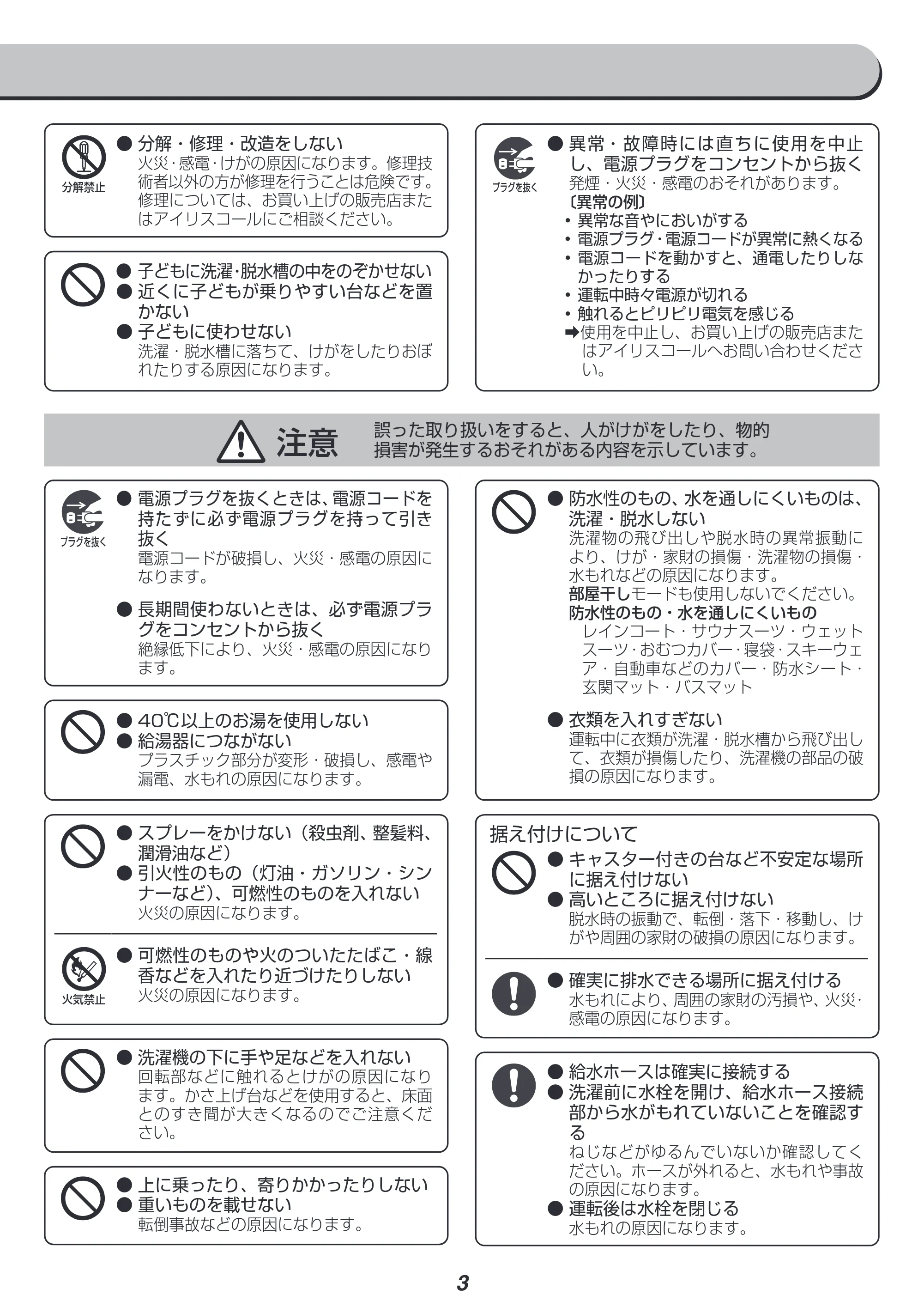 アイリスオーヤマ IAW-T806HA 取扱説明書 — 原本ページ — 3ページ