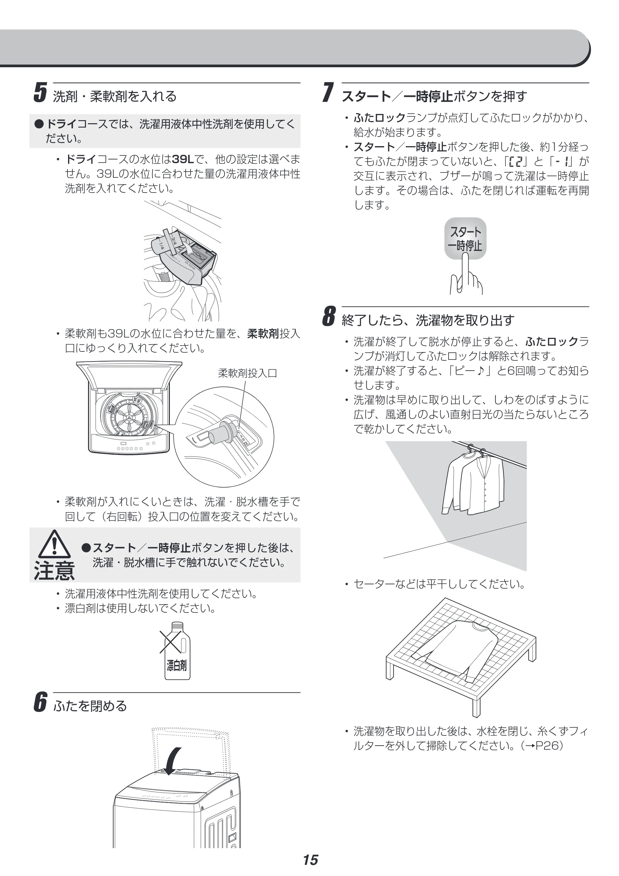 アイリスオーヤマ IAW-T806HA 取扱説明書 — 原本ページ — 15ページ