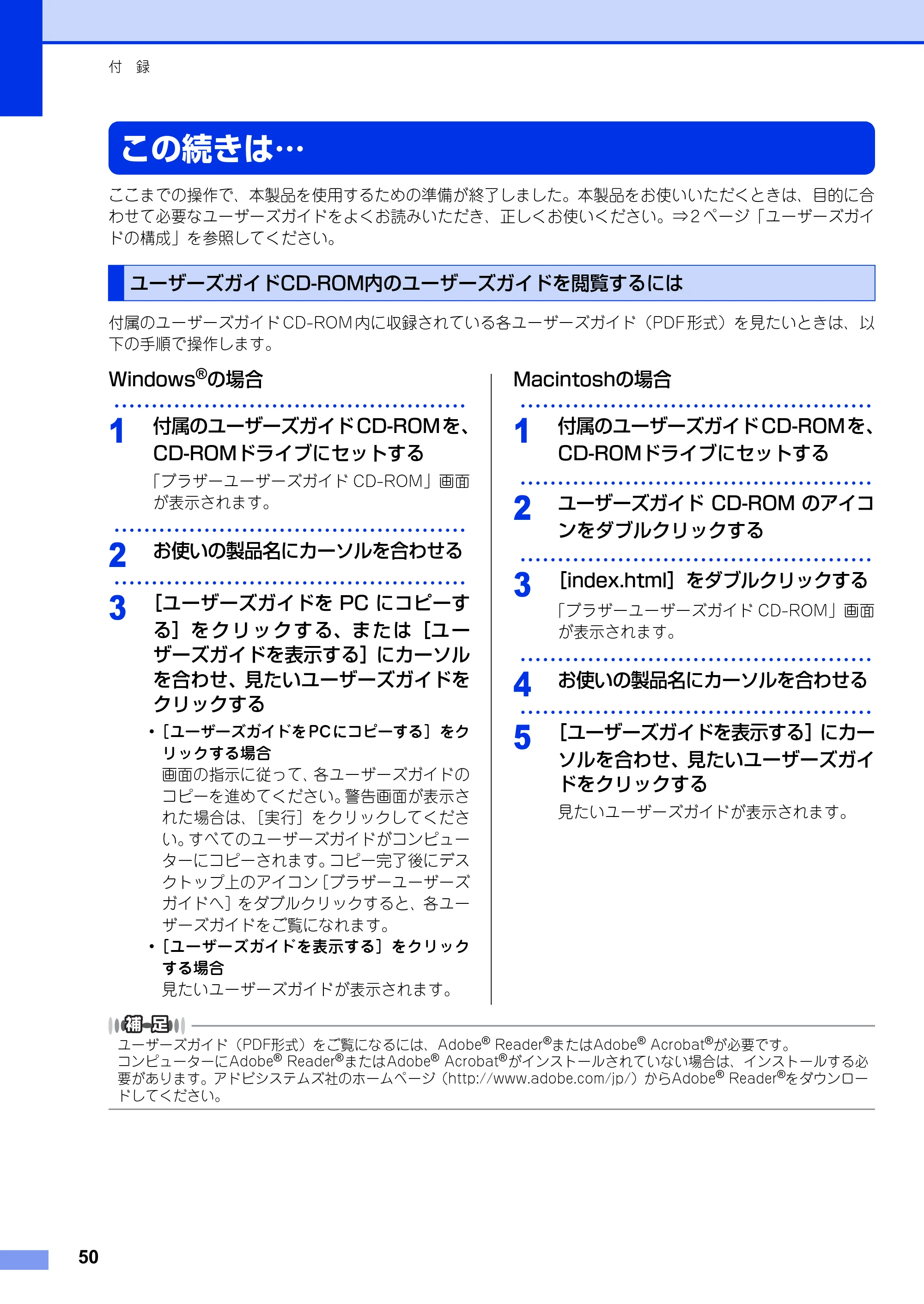ブラザー MFC-9970CDW かんたん設置ガイド — この続きは… — 原本ページ — 50ページ