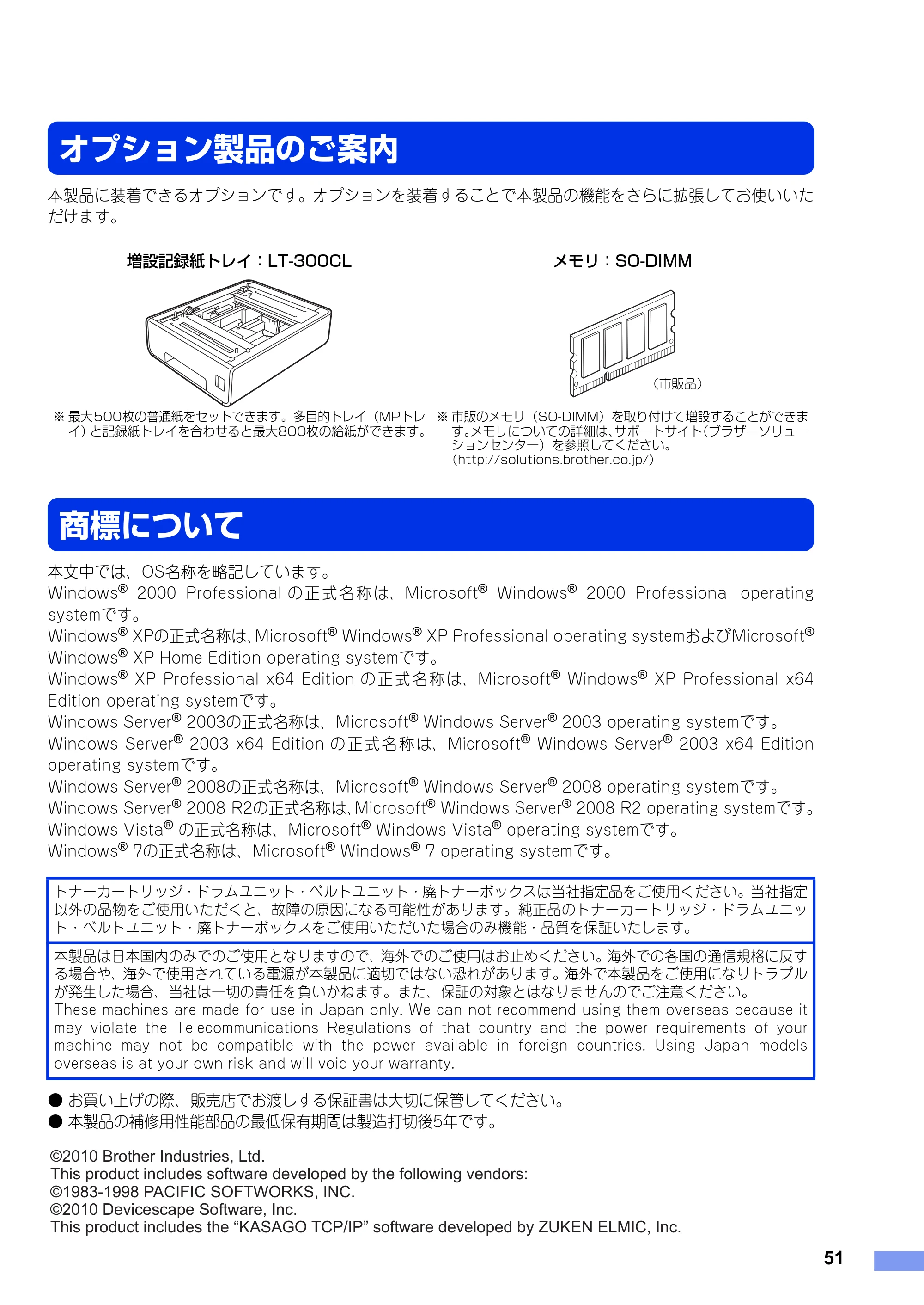 ブラザー MFC-9970CDW かんたん設置ガイド — オプション製品のご案内 — 原本ページ — 51ページ