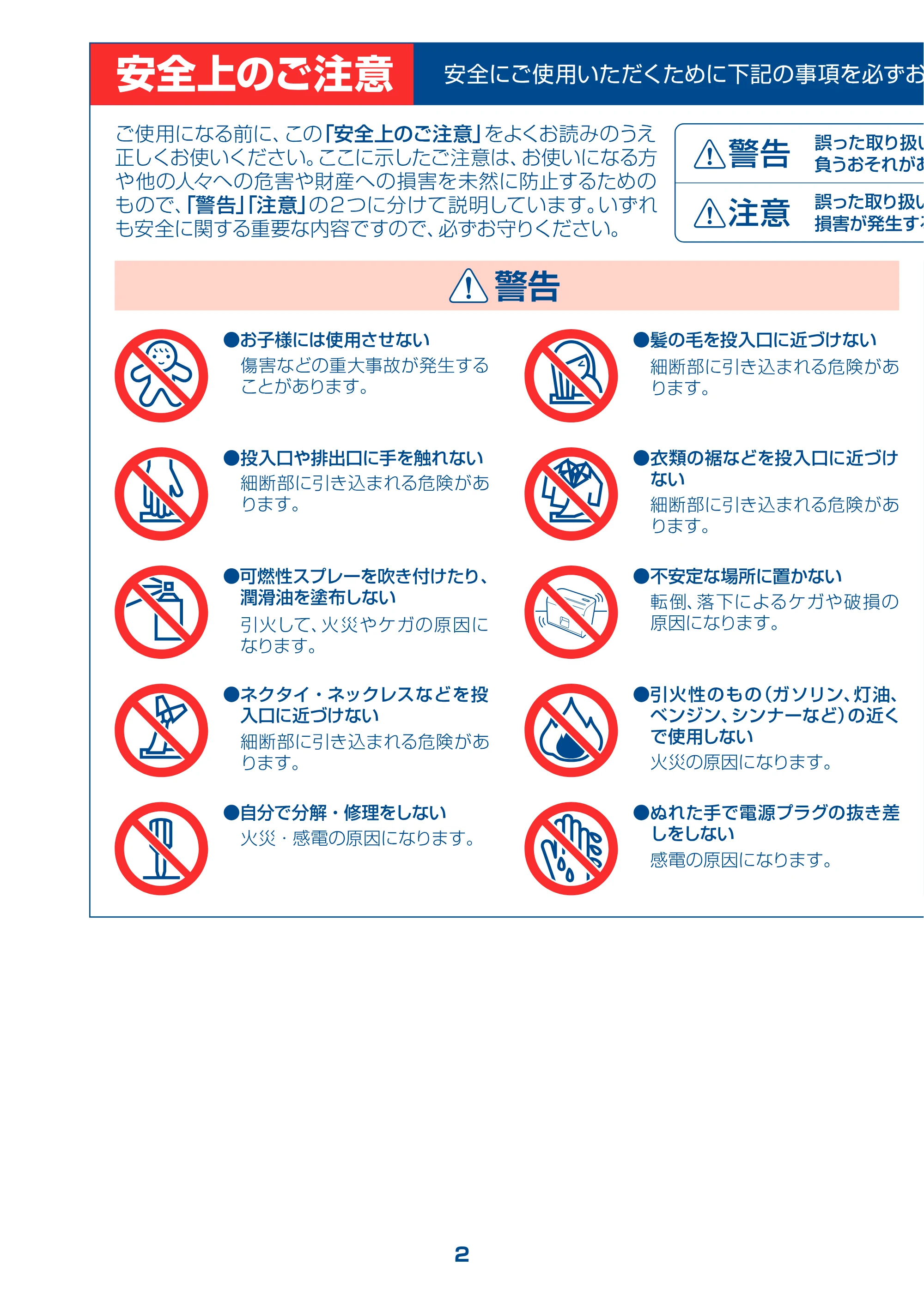 アイリスオーヤマ PS4HSI 取扱説明書 — 原本ページ — 2ページ