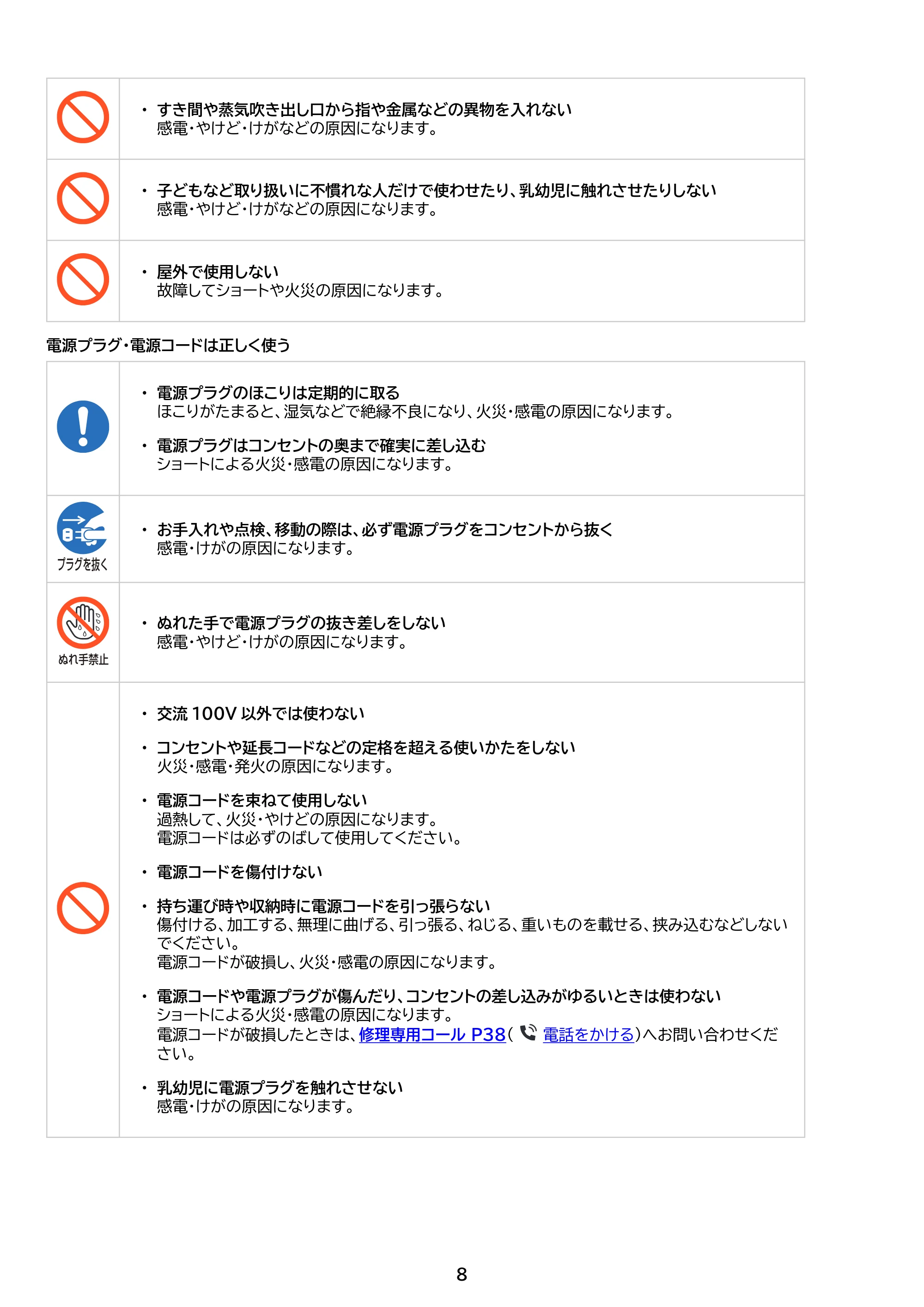 アイリスオーヤマ KHM-HUT551 取扱説明書 — 原本ページ — 8ページ