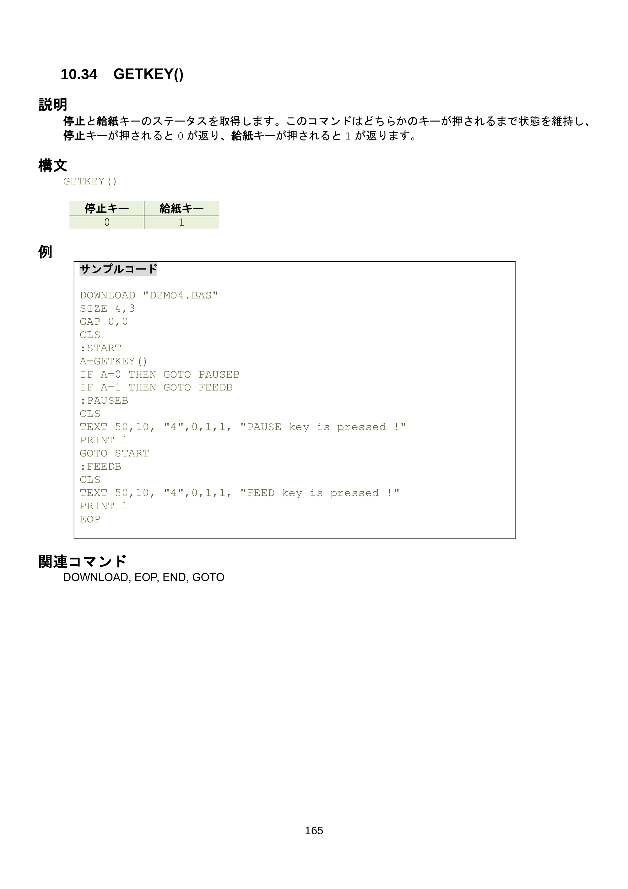 ブラザー RJ-3035B / RJ-2035B / TD-4420TN FBPLコマンドリファレンス — 10.40 STR$() — 原本ページ — 171ページ