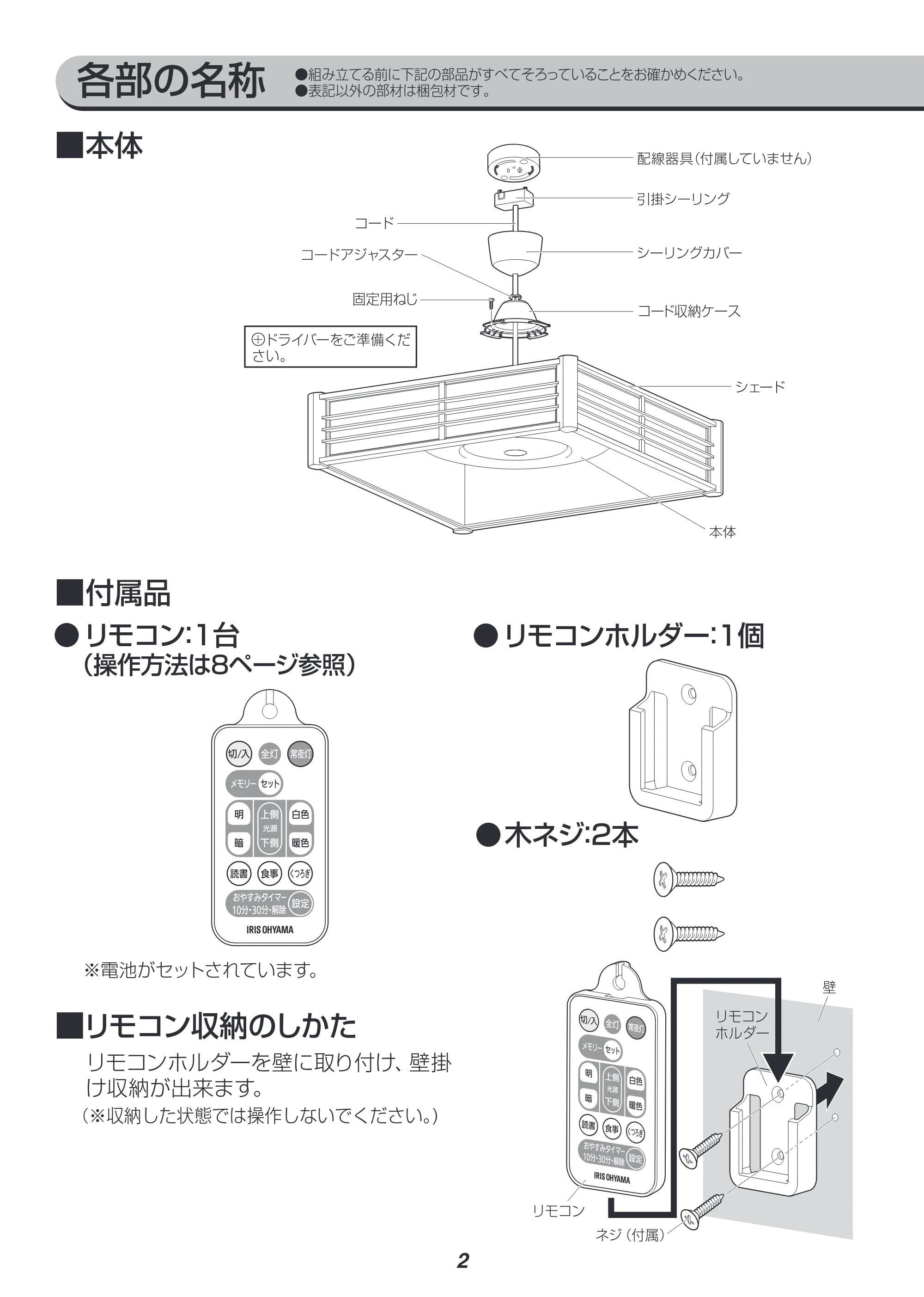 アイリスオーヤマ PLM6DL 取扱説明書 — 原本ページ — 2ページ