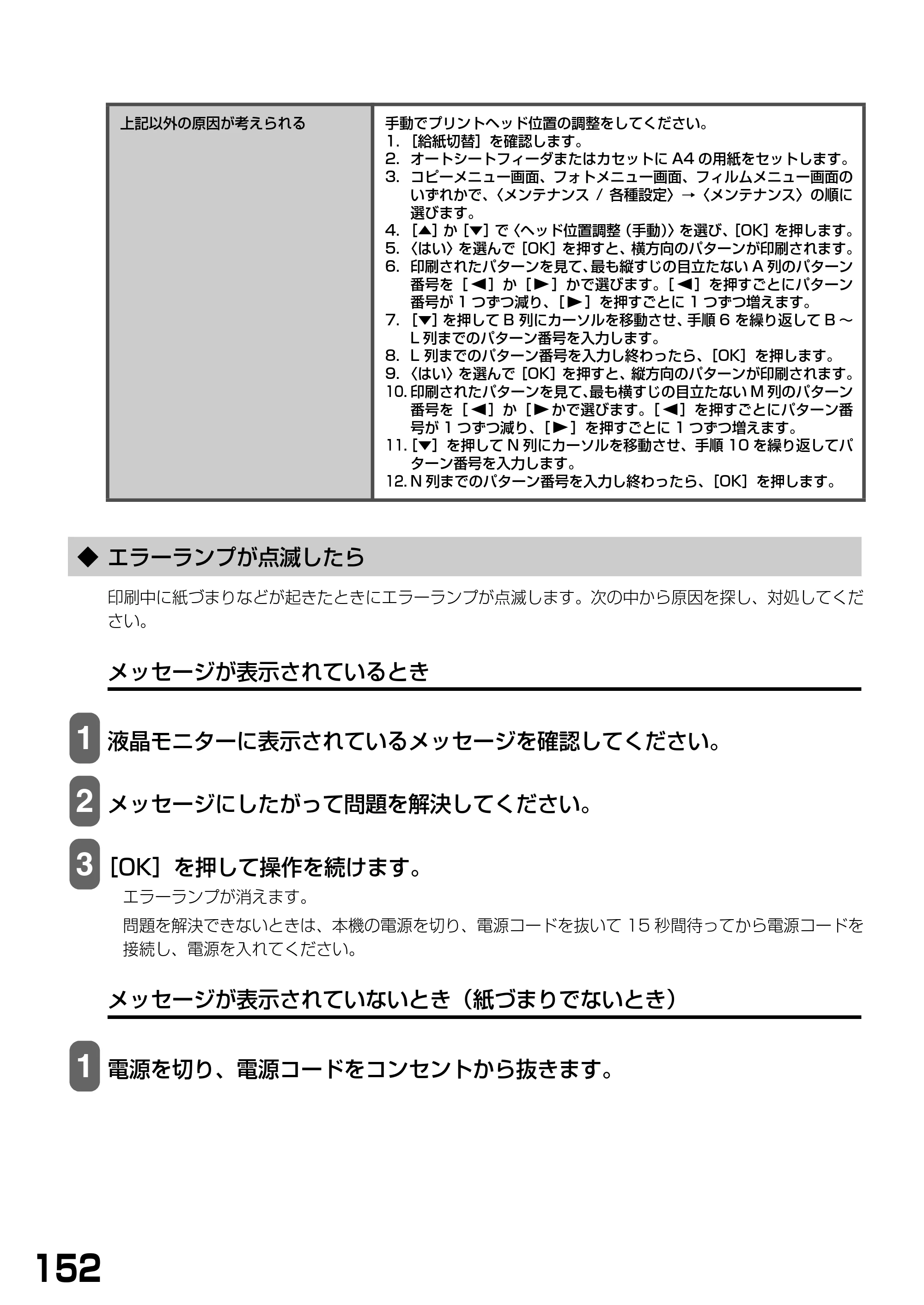 キヤノン PIXUS MP770 基本操作ガイド （PDF形式／6.02Mバイト） — ◆ エラーランプが点滅したら — 原本ページ — 154ページ