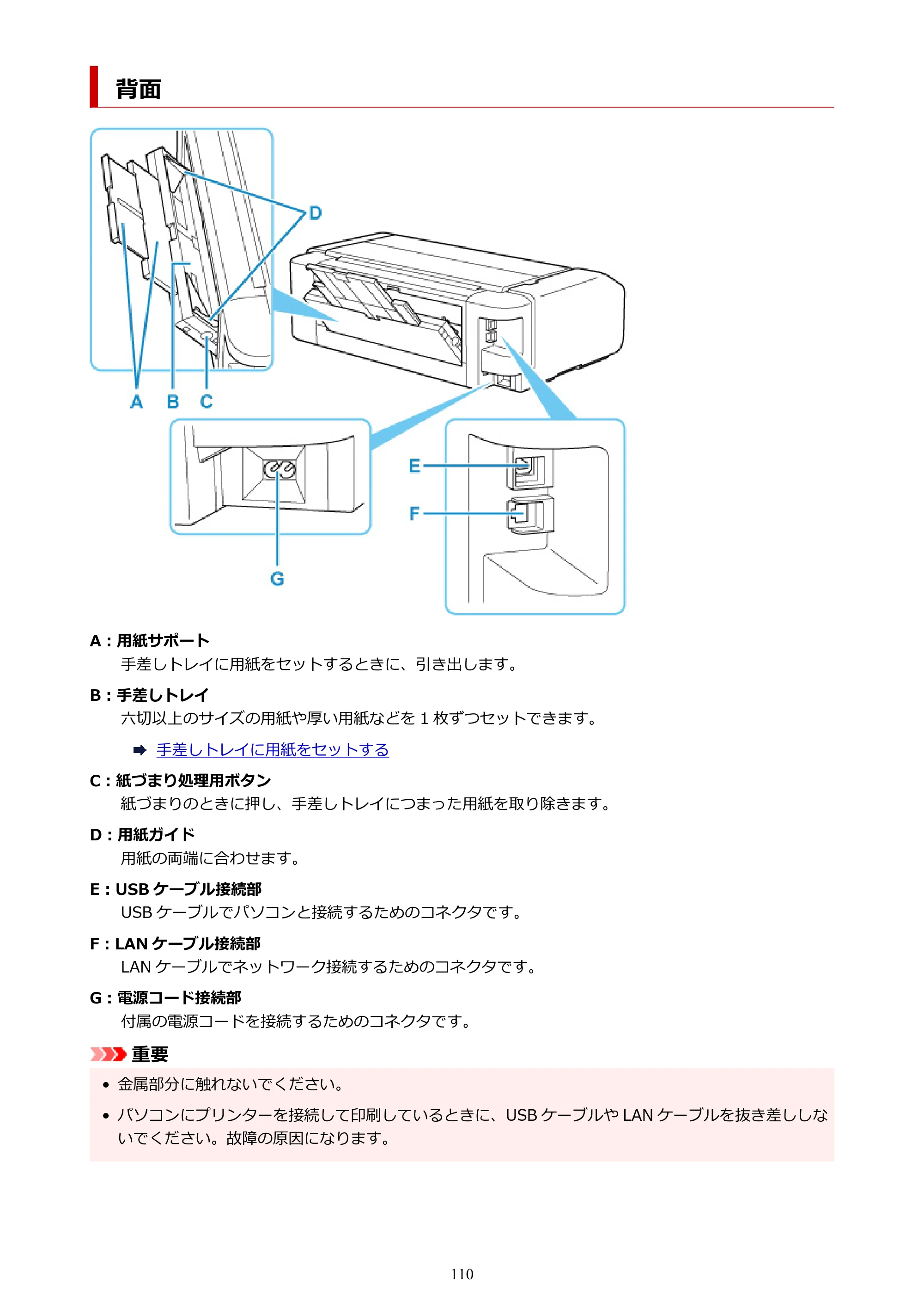 キヤノン imagePROGRAF PRO-G1 オンラインマニュアル PDF版 （Windows版） 2022年3月3日掲載（PDF：13.4MB） — 背面 — 原本ページ — 110ページ