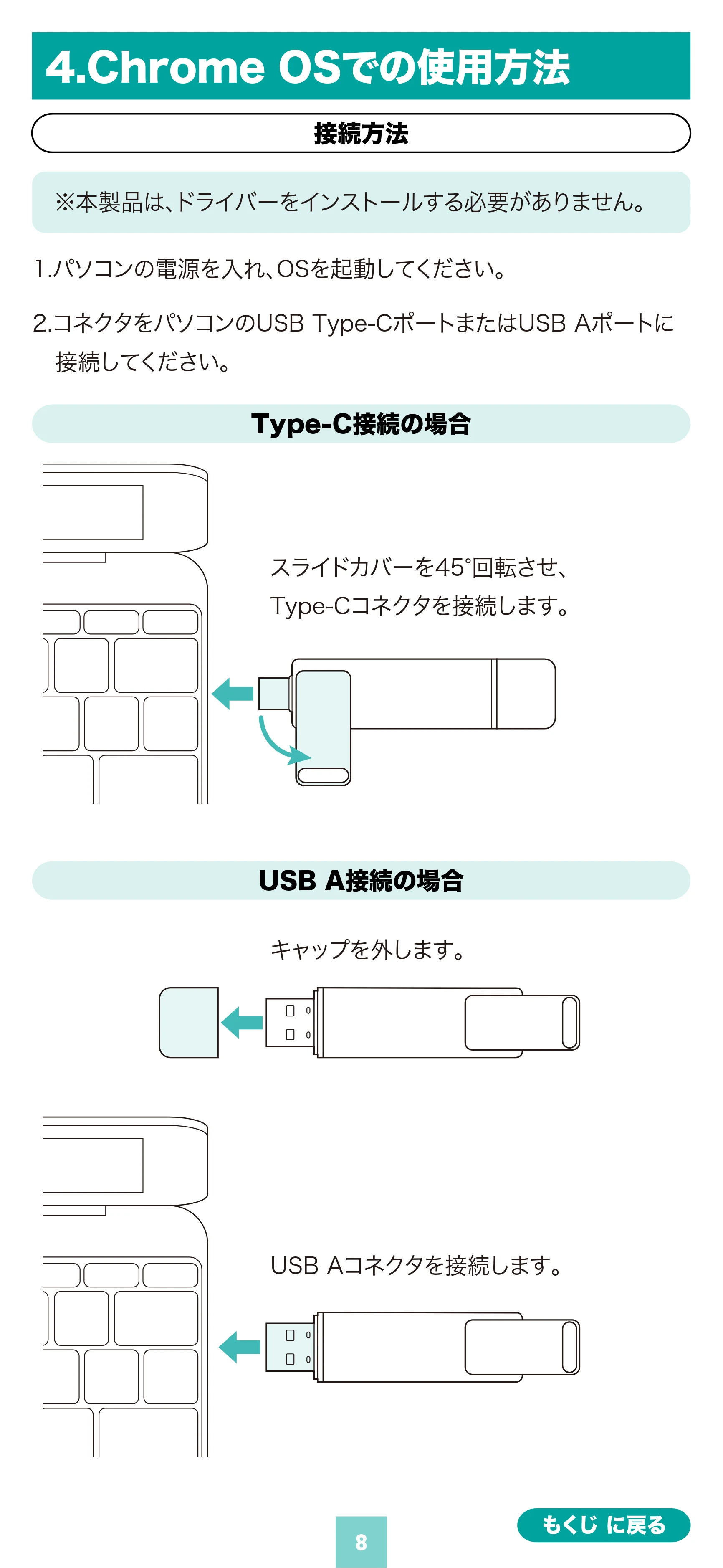 サンワサプライ 600-USSC512GB / 600-USSC1TB / 600-USSC256GB 取扱説明書 — 原本ページ — 8ページ
