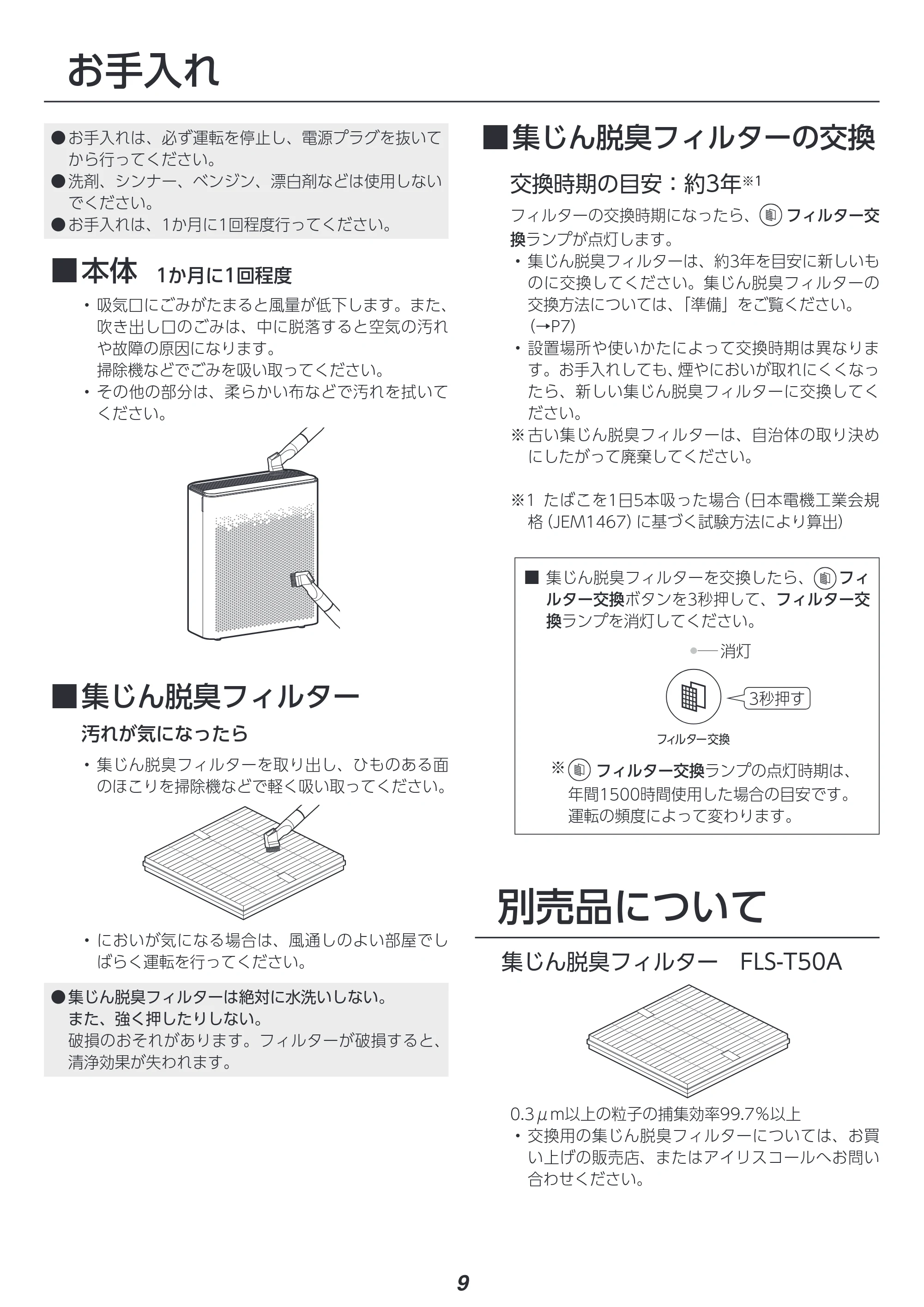 アイリスオーヤマ AAP-T50A 取扱説明書 — 原本ページ — 9ページ