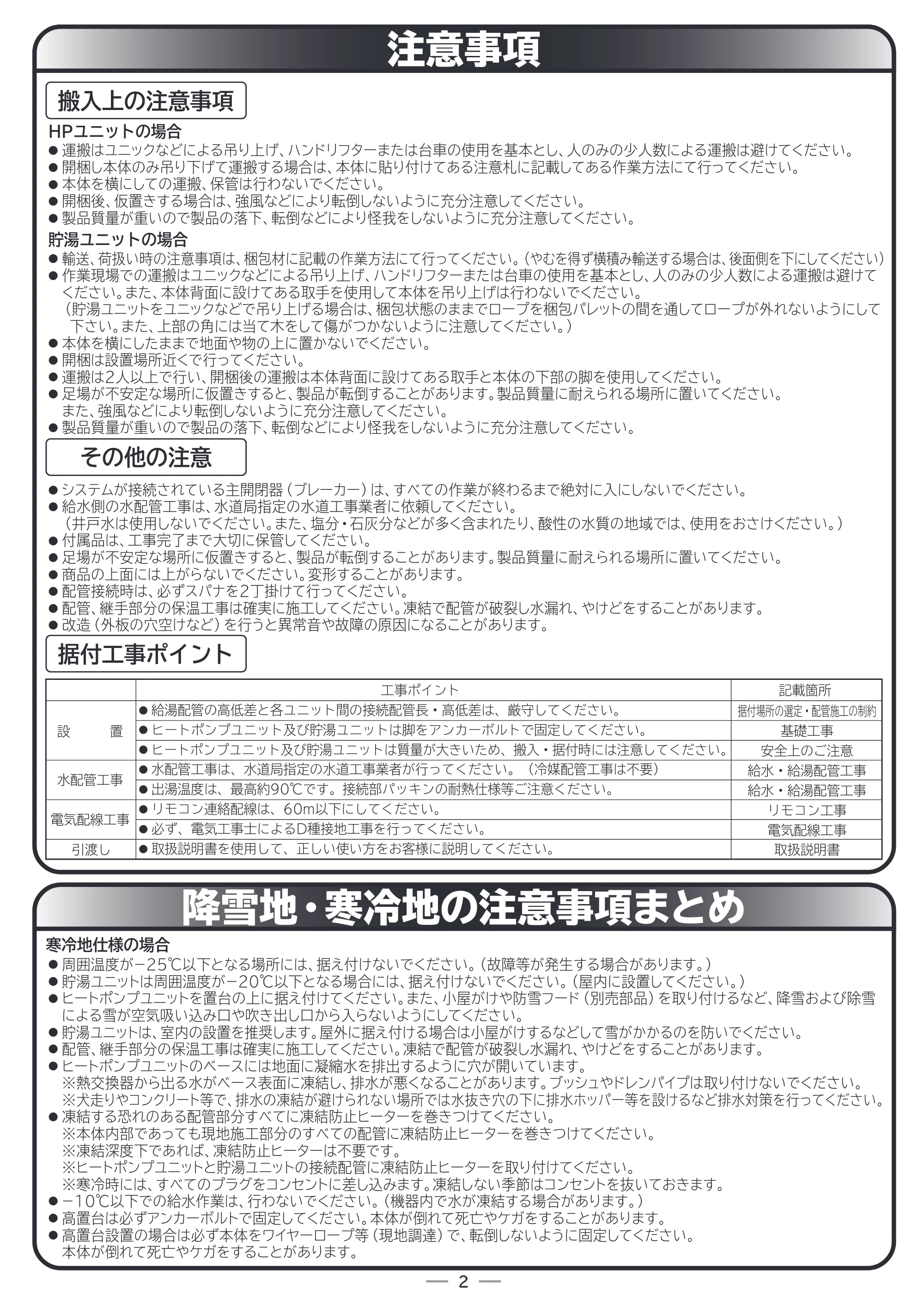 日立 RHK-15EJ / RHK-15EJK 据付説明書 — 原本ページ — 2ページ