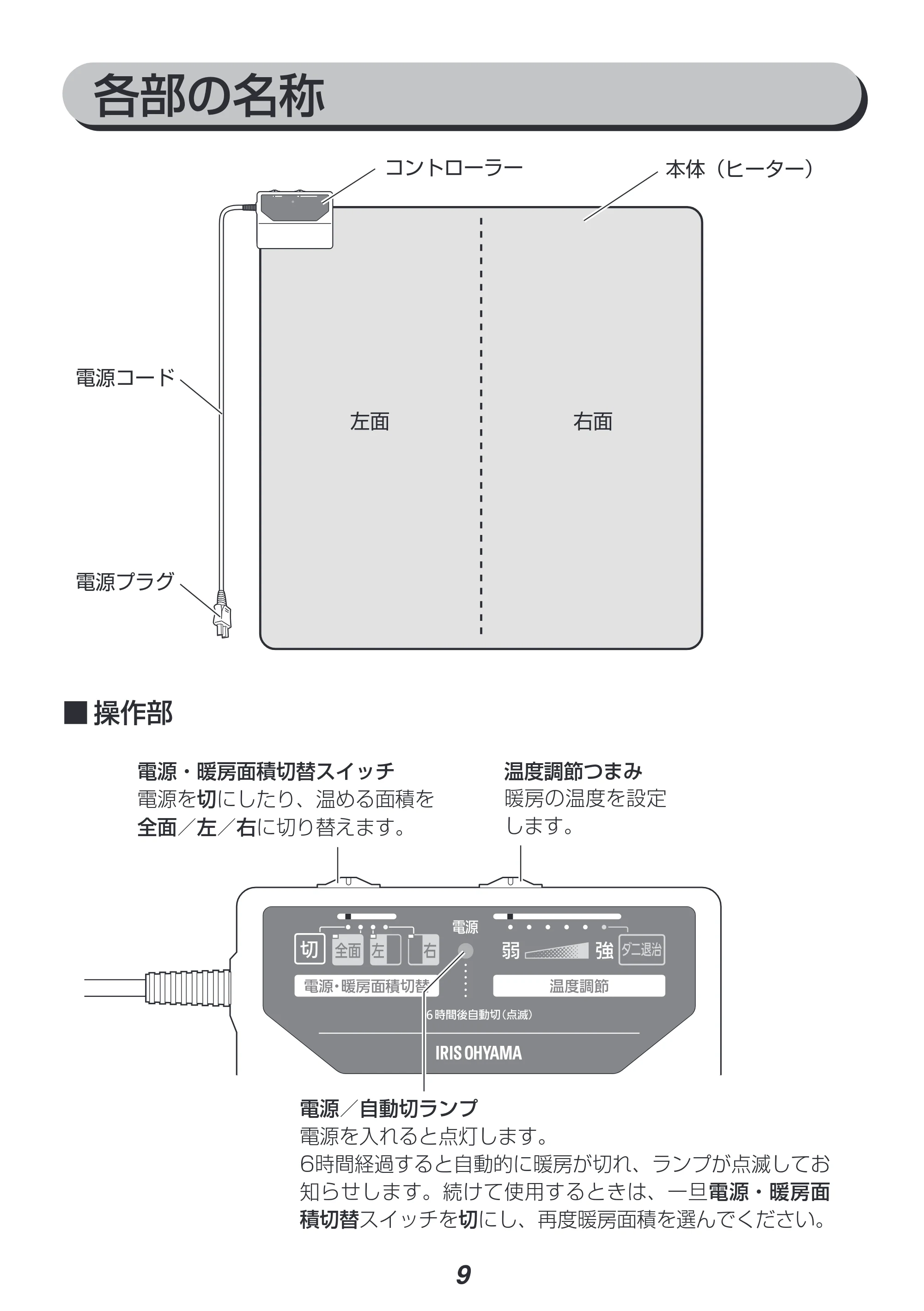 アイリスオーヤマ IHC-20 取扱説明書 — 原本ページ — 9ページ