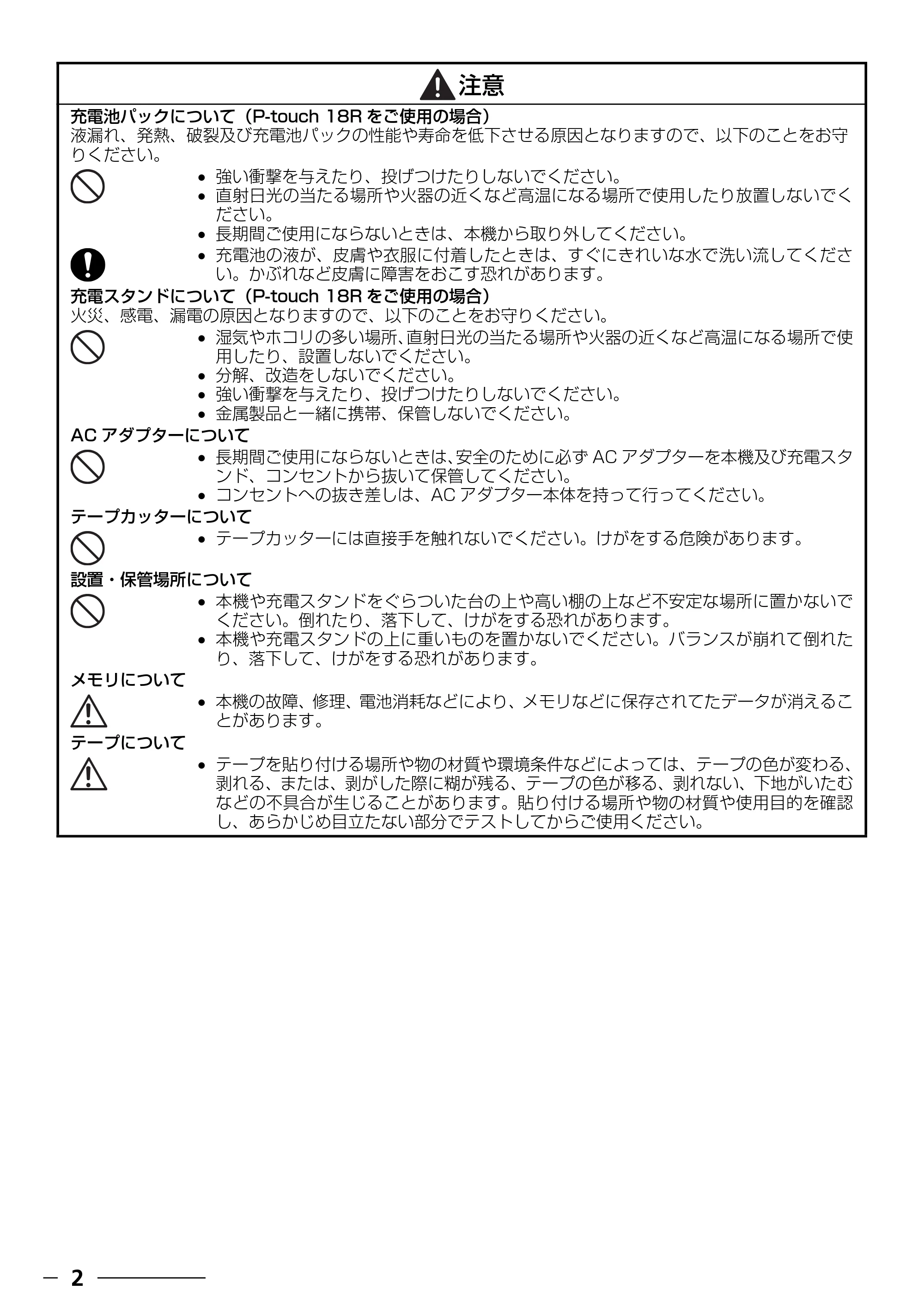ブラザー PT-18N/18R 取扱説明書 — 原本ページ — 4ページ