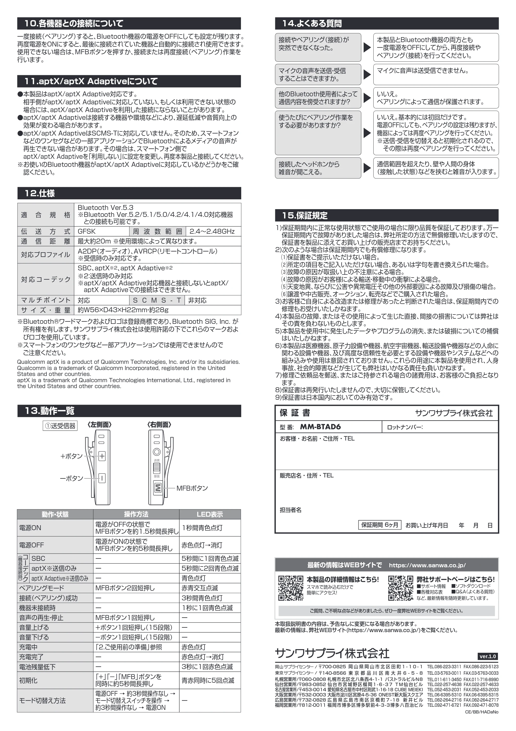 サンワサプライ MM-BTAD6 取扱説明書 — 原本ページ — 4ページ