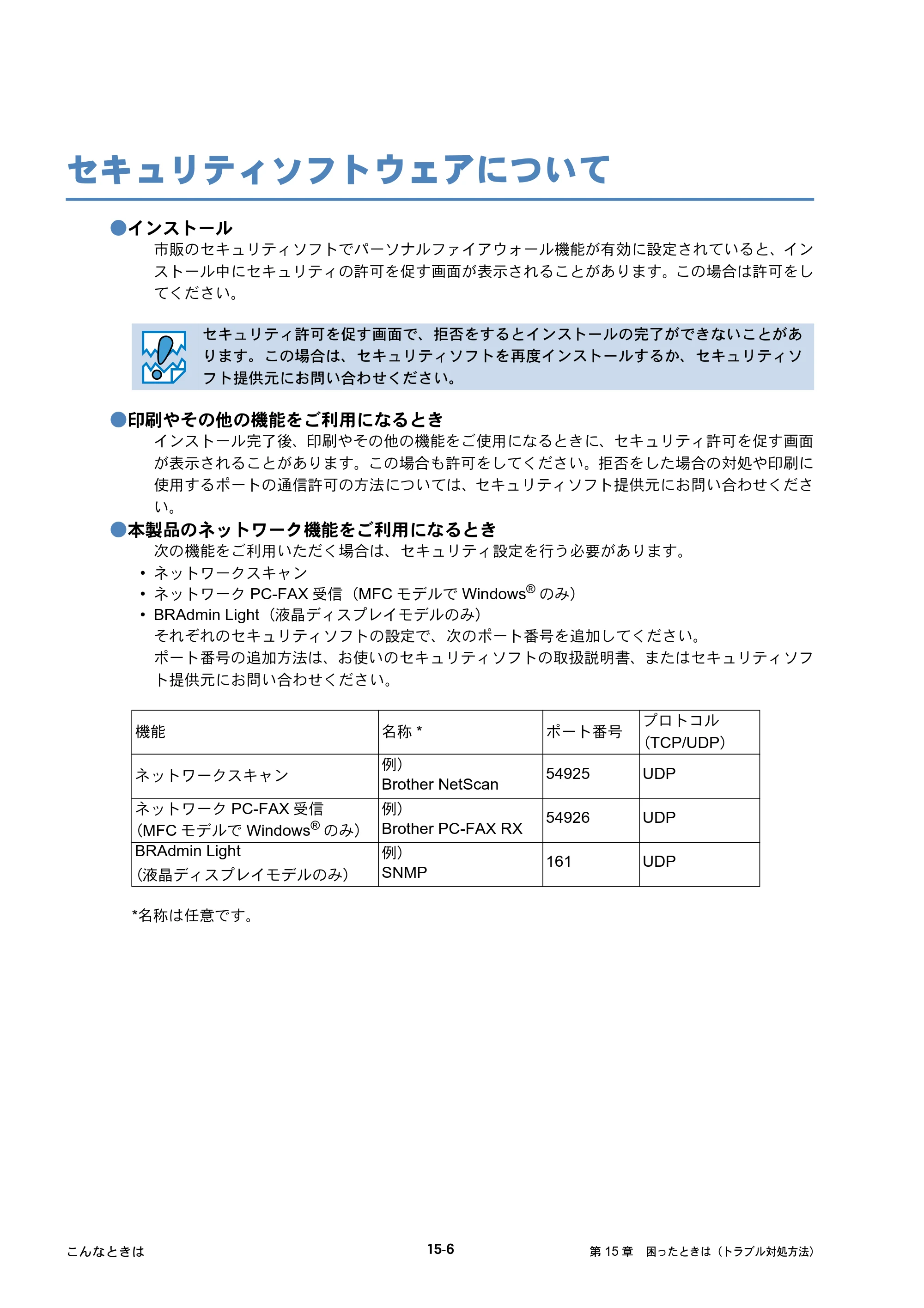 ブラザー DCP-J515N / DCP-J715N / MFC-J615N ユーザーズガイド ～ネットワーク設定編～ — セキュリティソフトウェアについて — 原本ページ — 139ページ