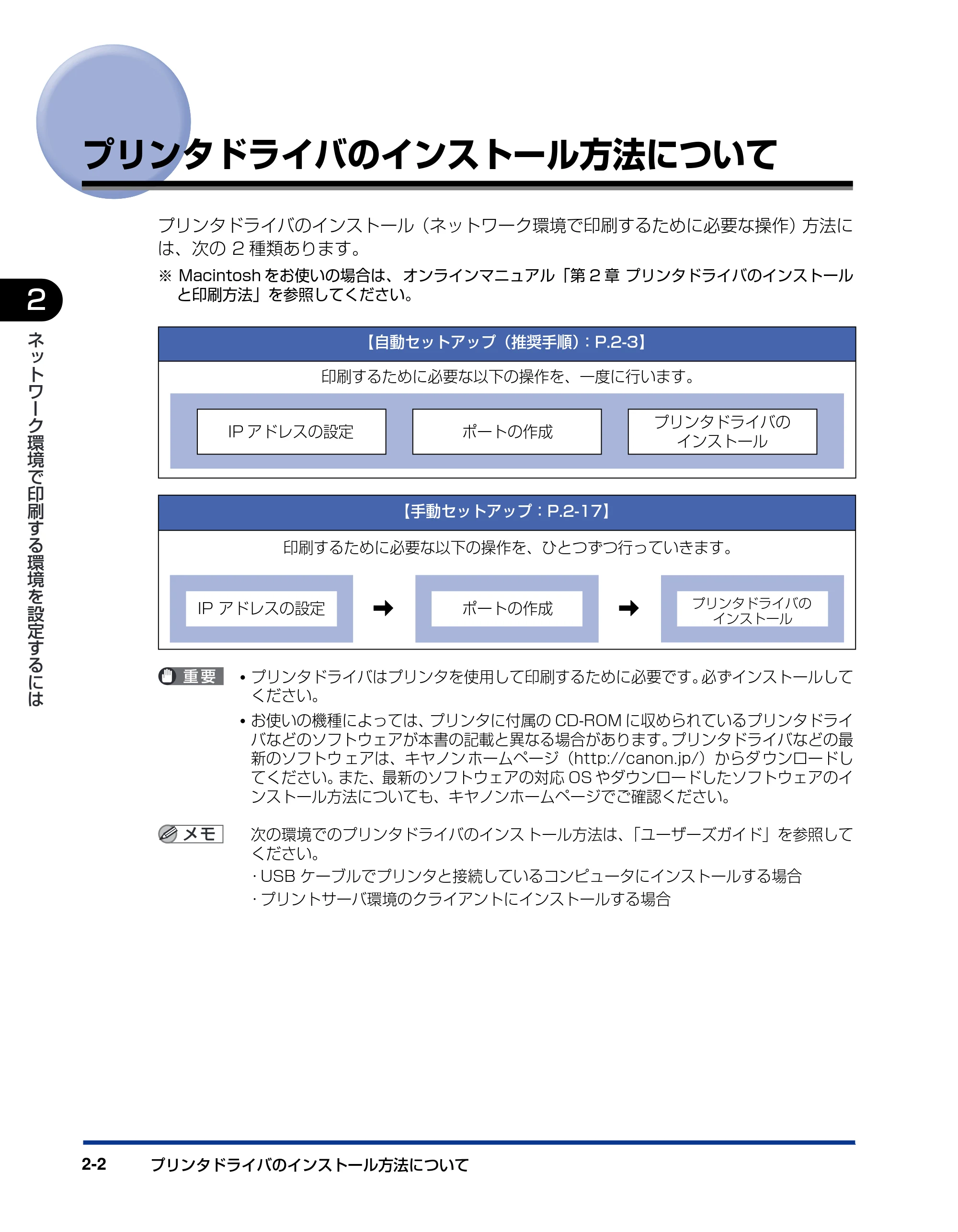 キヤノン LBP5000 ネットワークガイド/本編 2010年5月13日更新 (PDF形式/7.59Mバイト) — プリンタドライバのインストール方法について — 原本ページ — 18ページ