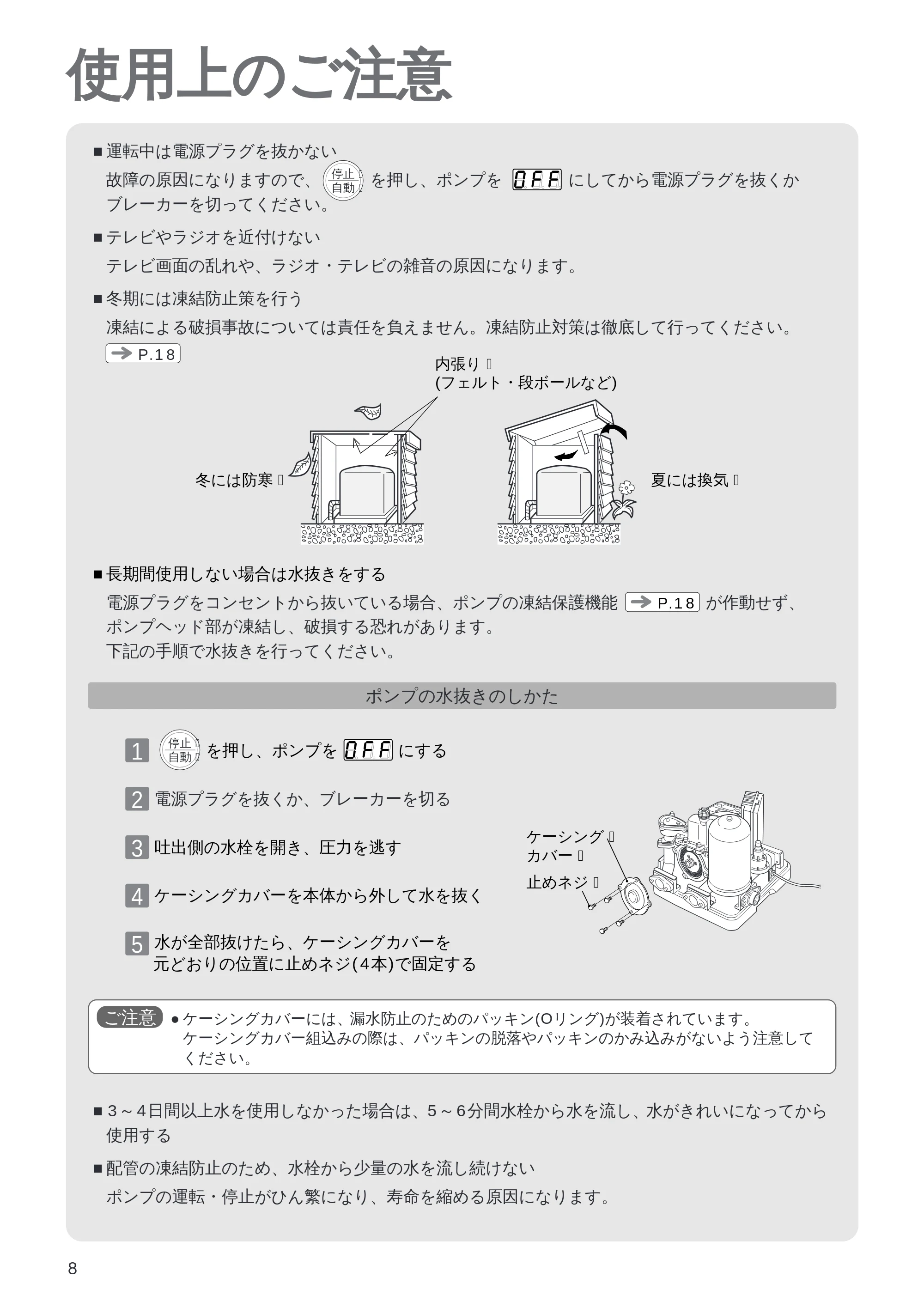日立 WM-PH125V / WM-PH200V / WM-PH400V 取扱説明書 — 使用上のご注意 — 原本ページ — 8ページ