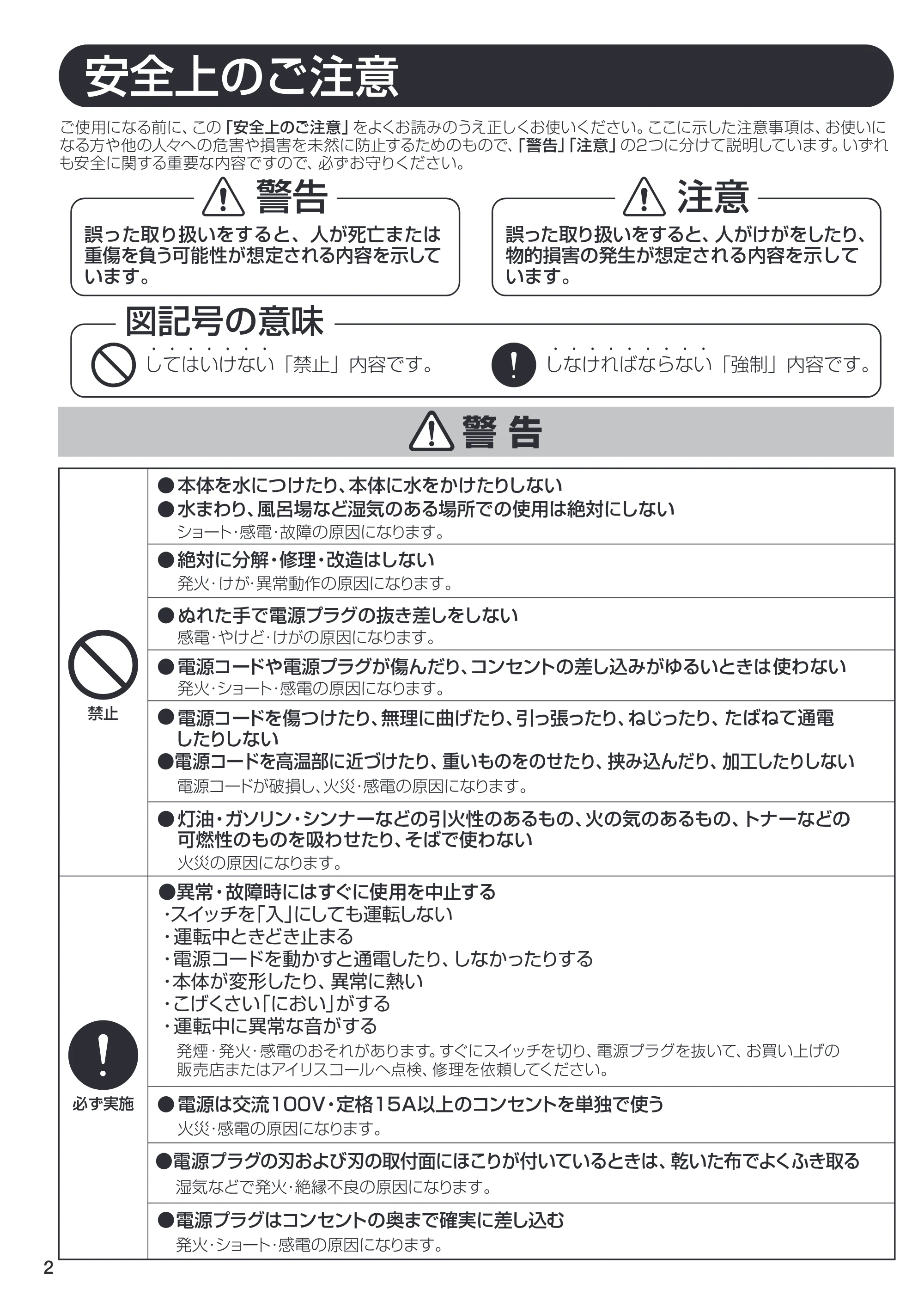 アイリスオーヤマ IC-S55KF 取扱説明書 — 原本ページ — 2ページ