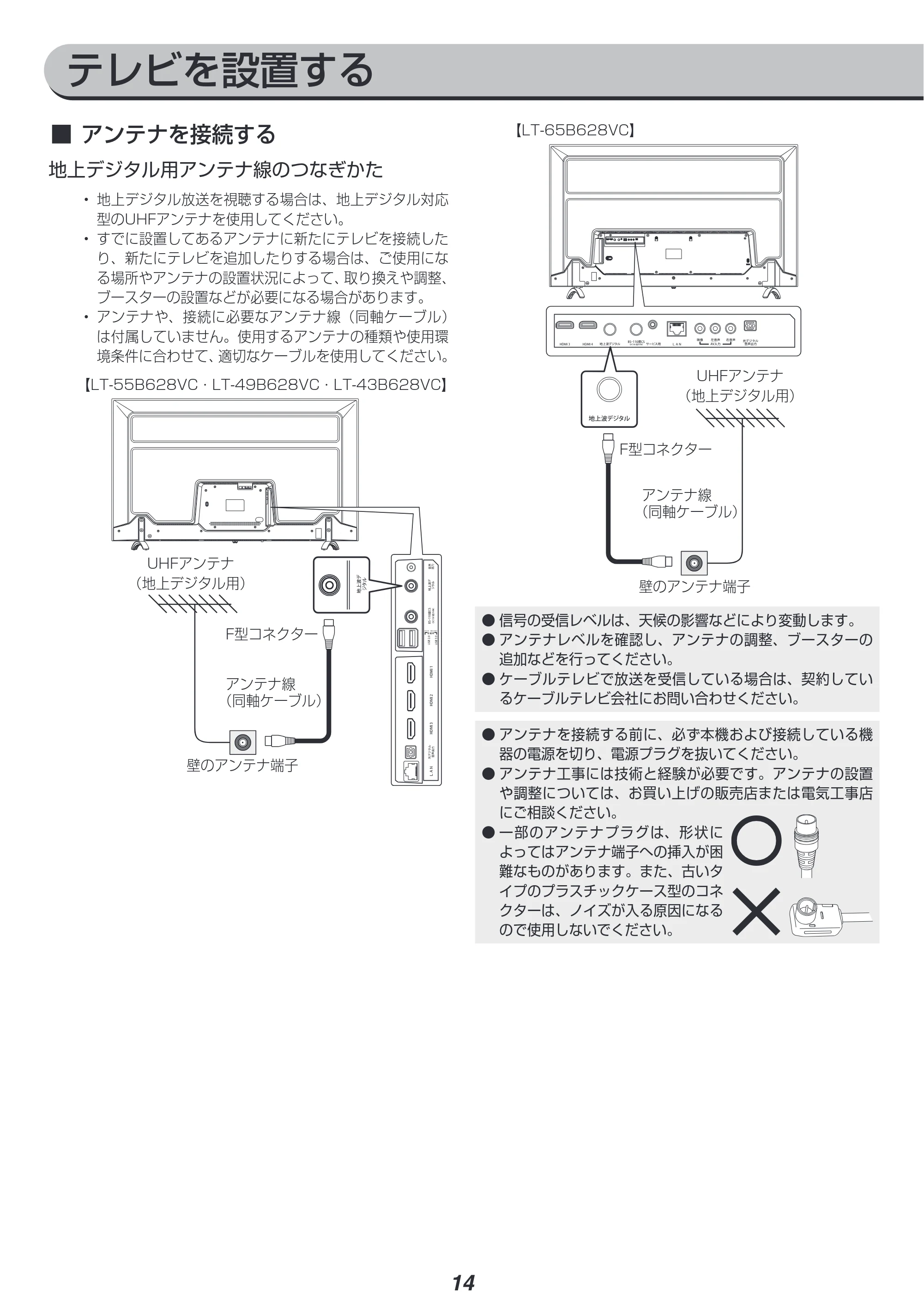 アイリスオーヤマ LT-43B628VC 取扱説明書 — 原本ページ — 14ページ