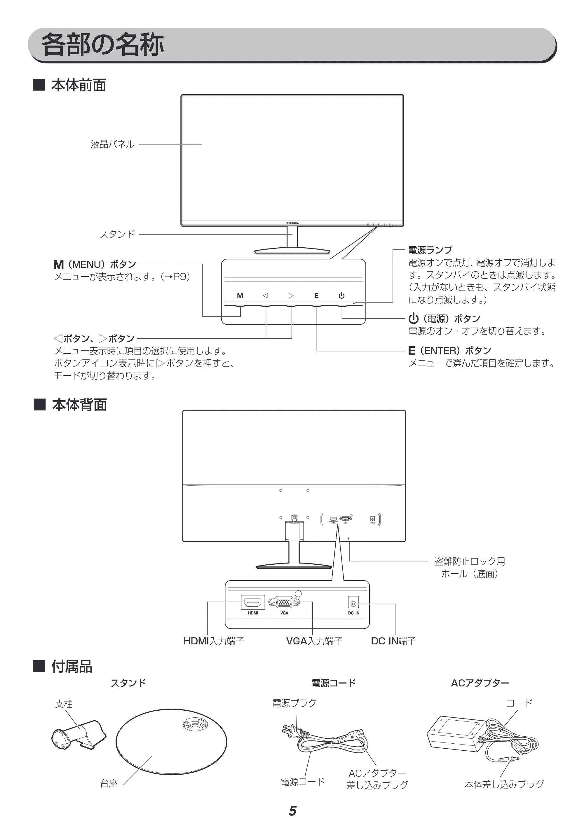 アイリスオーヤマ BLD-271F 取扱説明書 — 原本ページ — 5ページ