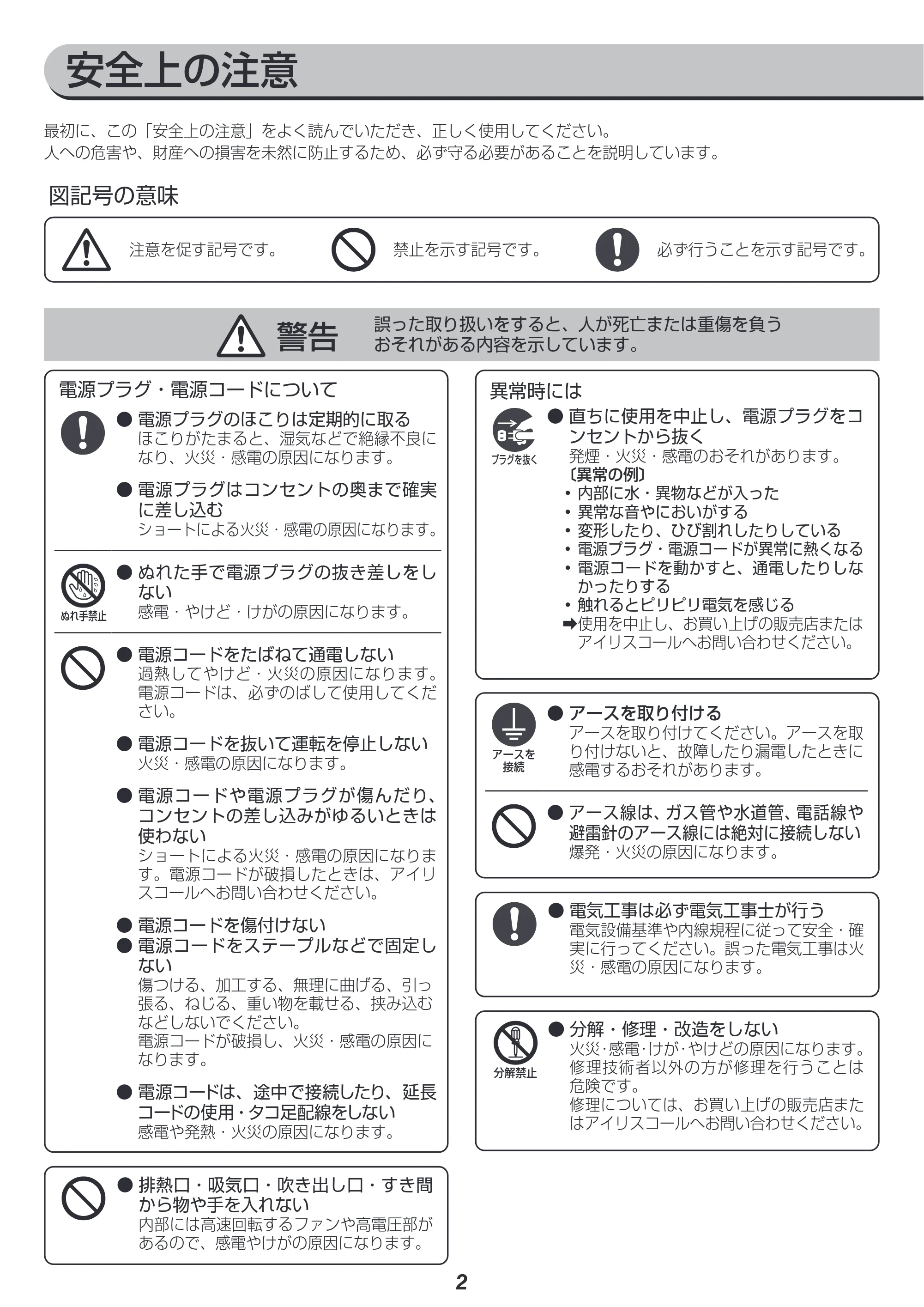 アイリスオーヤマ ISAC-1201 取扱説明書 — 原本ページ — 2ページ
