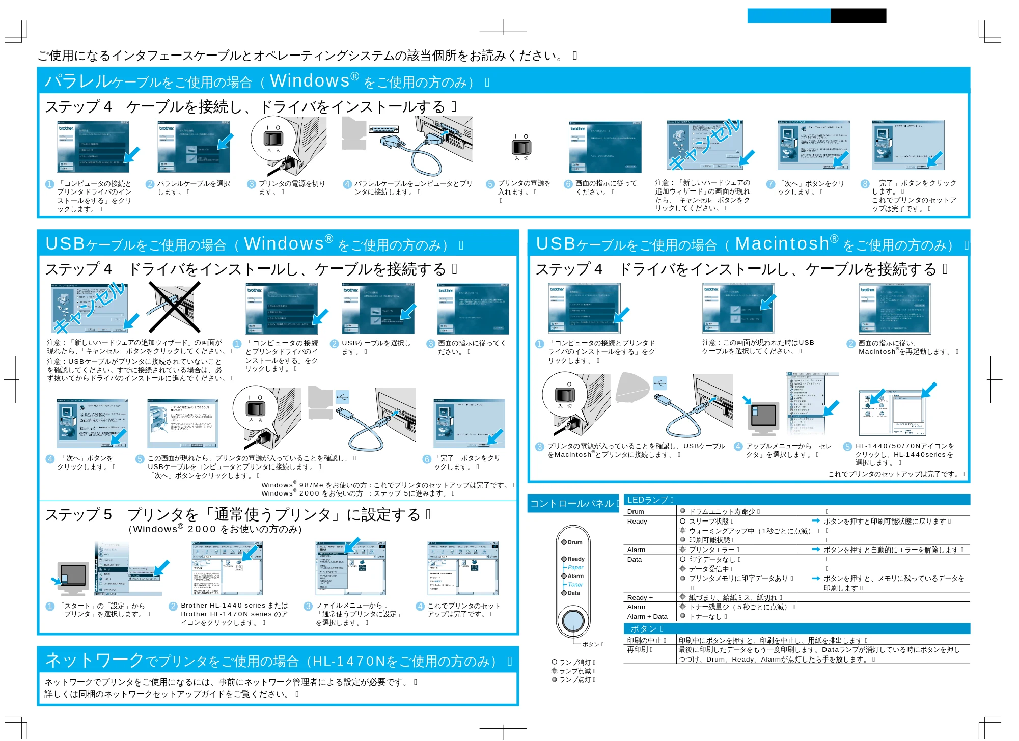ブラザー HL-1440 / HL-1470N かんたん設置ガイド — 原本ページ — 2ページ