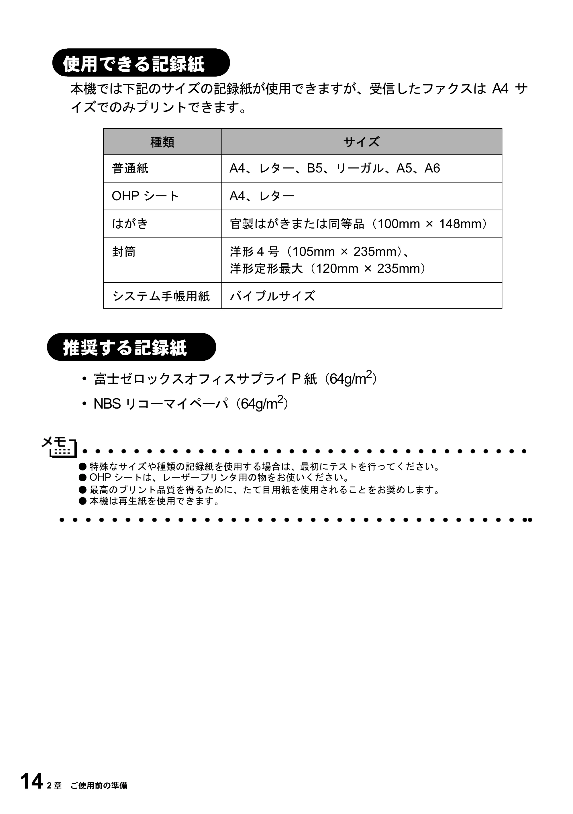 ブラザー MFC-6800J 取扱説明書（本体） — 使用できる記録紙 — 原本ページ — 28ページ