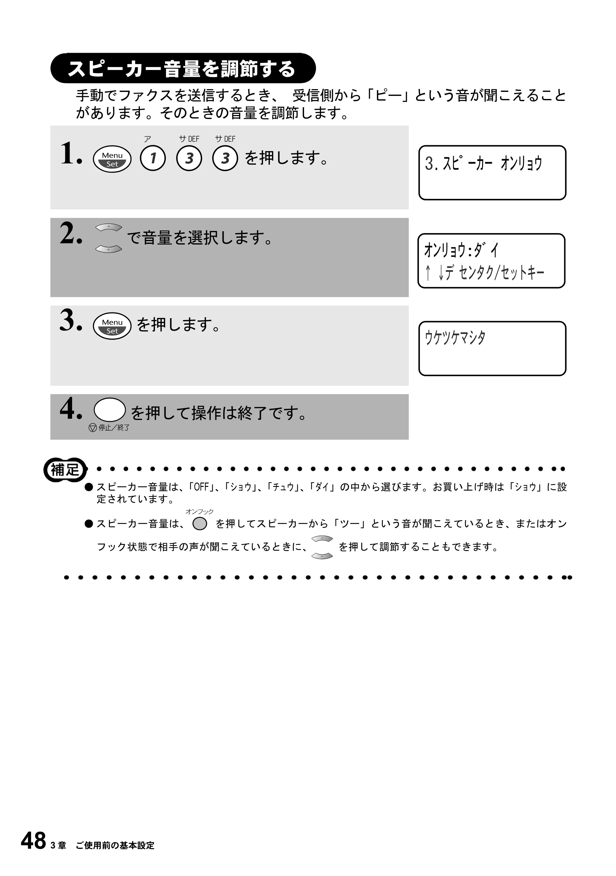 ブラザー MFC-6800J 取扱説明書（本体） — スピーカー音量を調節する — 原本ページ — 62ページ