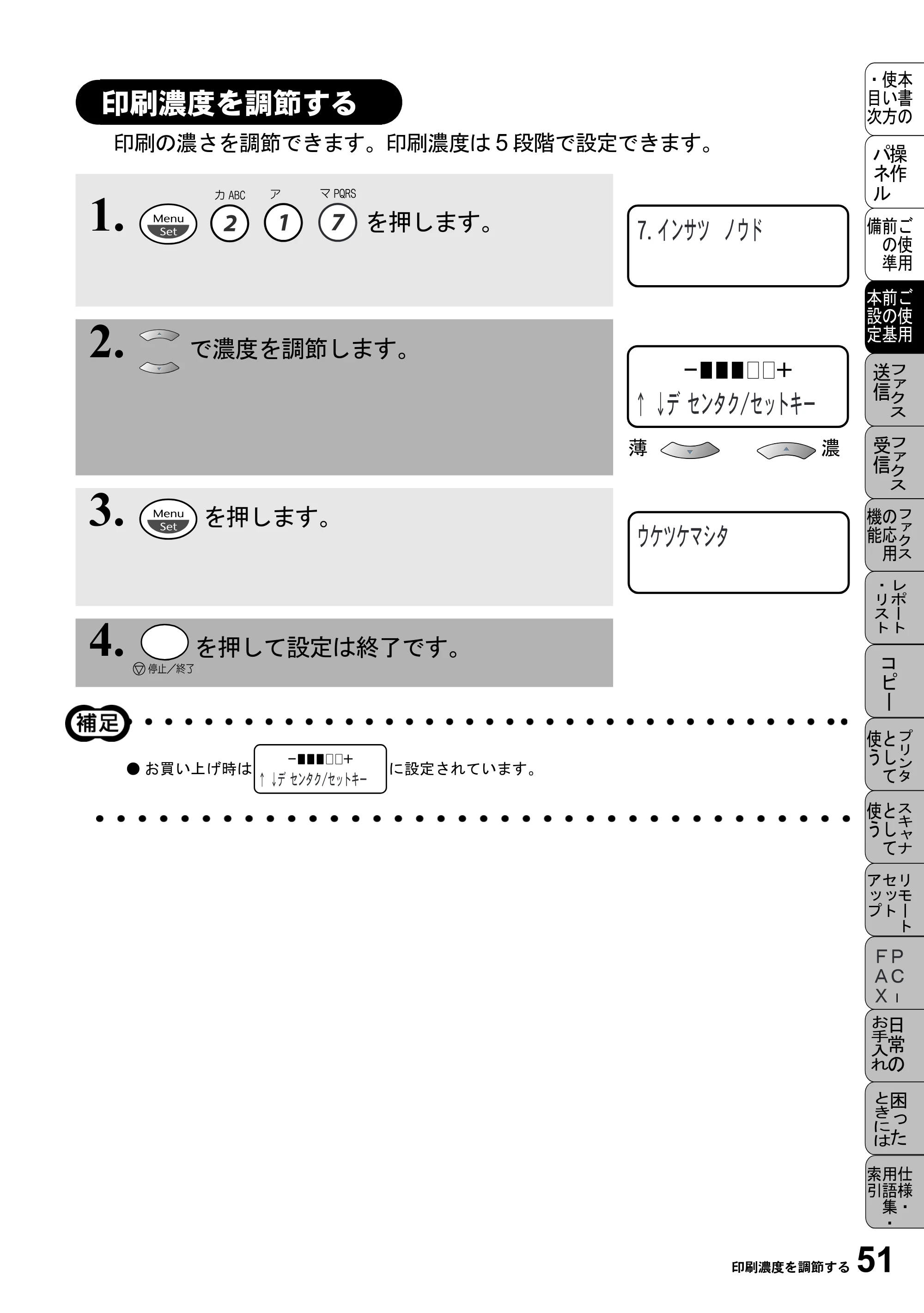 ブラザー MFC-6800J 取扱説明書（本体） — 印刷濃度を調節する — 原本ページ — 65ページ