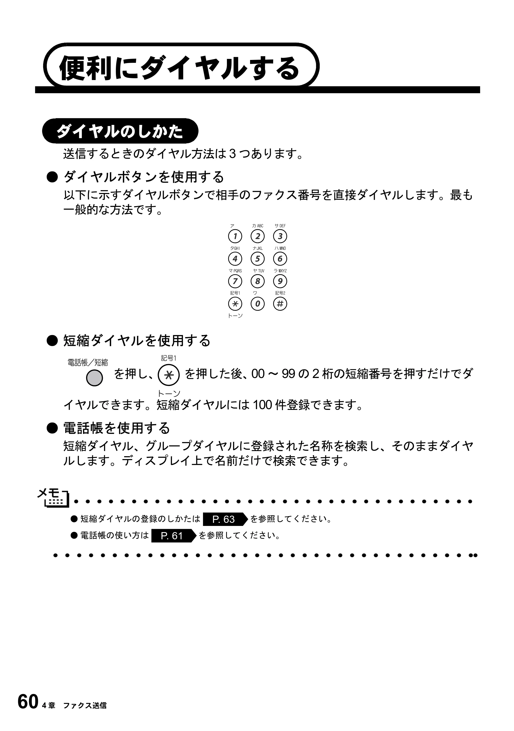 ブラザー MFC-6800J 取扱説明書（本体） — 便利にダイヤルする — 原本ページ — 74ページ