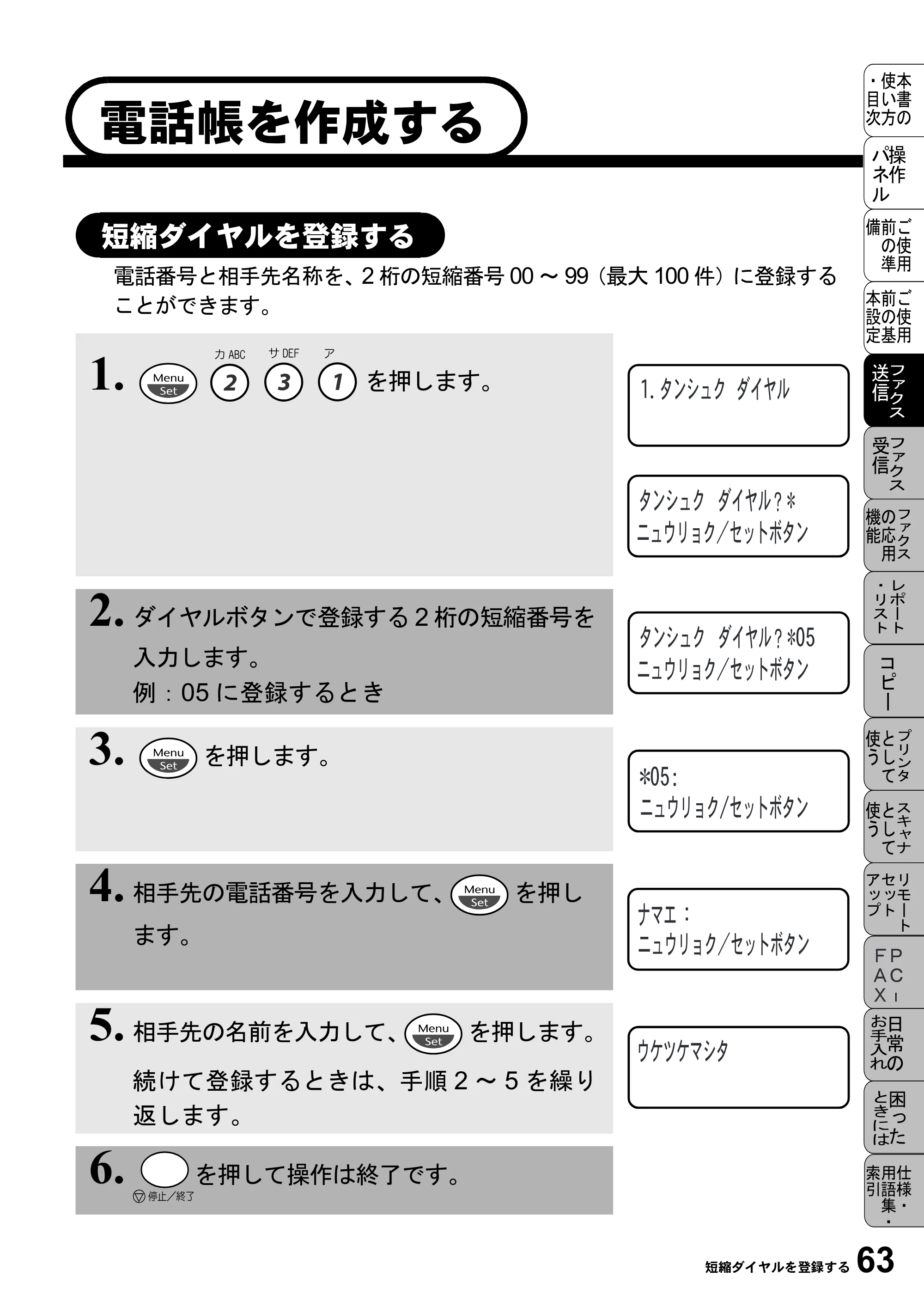 ブラザー MFC-6800J 取扱説明書（本体） — 電話帳を作成する — 原本ページ — 77ページ