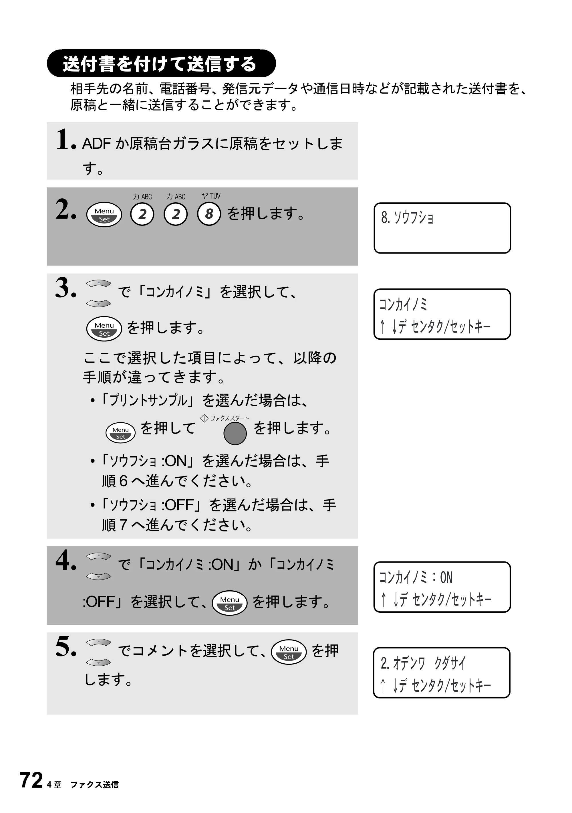 ブラザー MFC-6800J 取扱説明書（本体） — 送付書を付けて送信する — 原本ページ — 86ページ