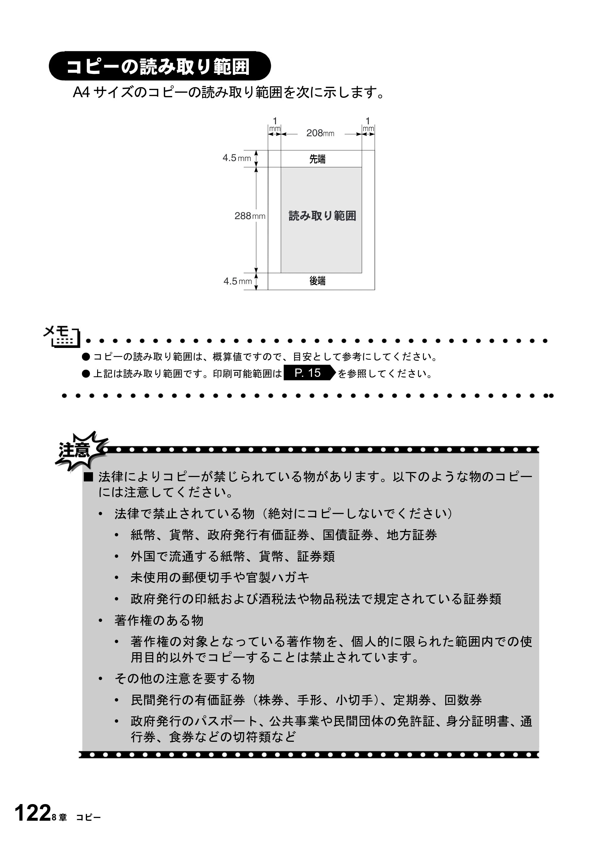 ブラザー MFC-6800J 取扱説明書（本体） — コピーの読み取り範囲 — 原本ページ — 136ページ