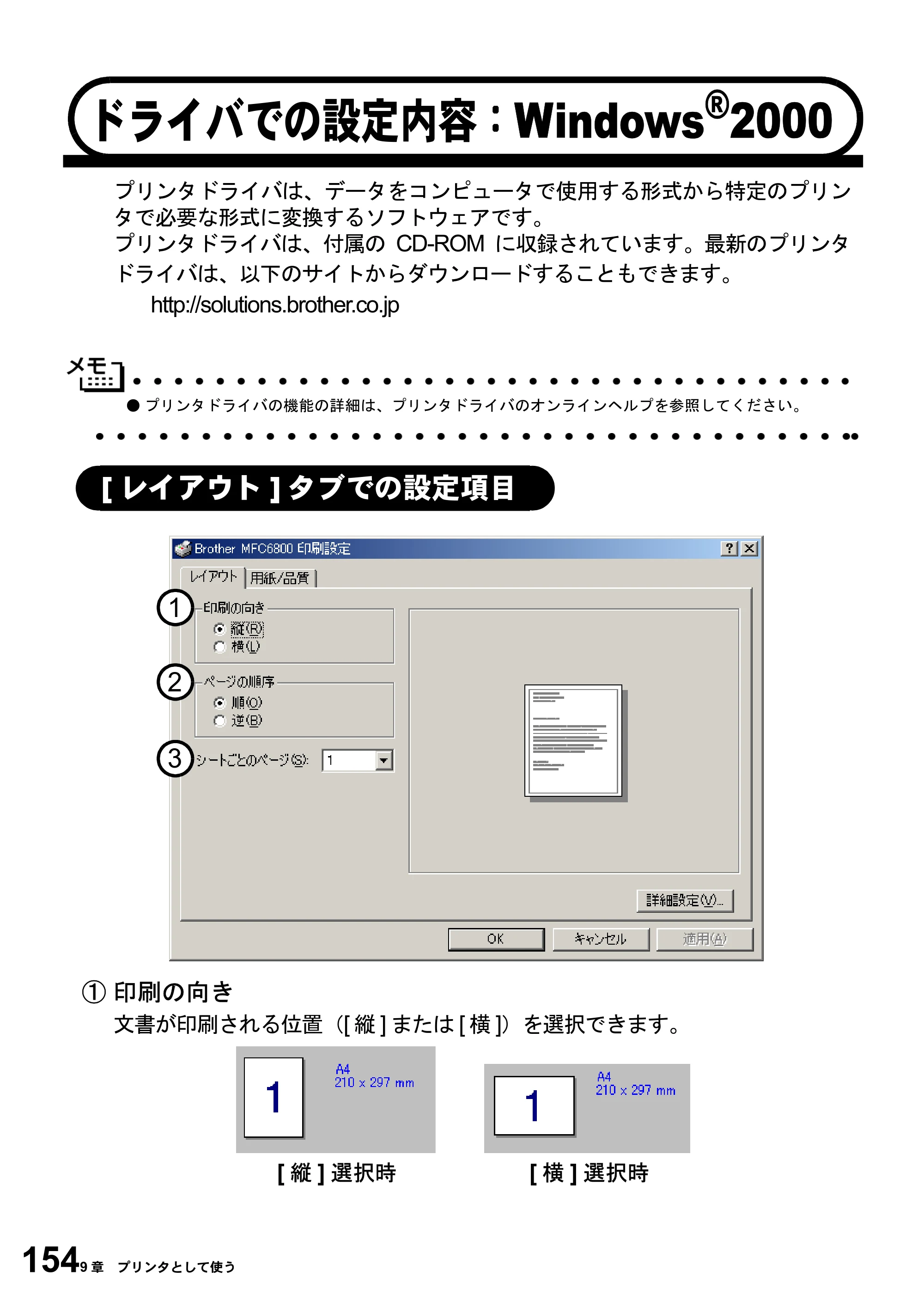 ブラザー MFC-6800J 取扱説明書（本体） — ドライバでの設定内容：Windows®2000 — 原本ページ — 168ページ