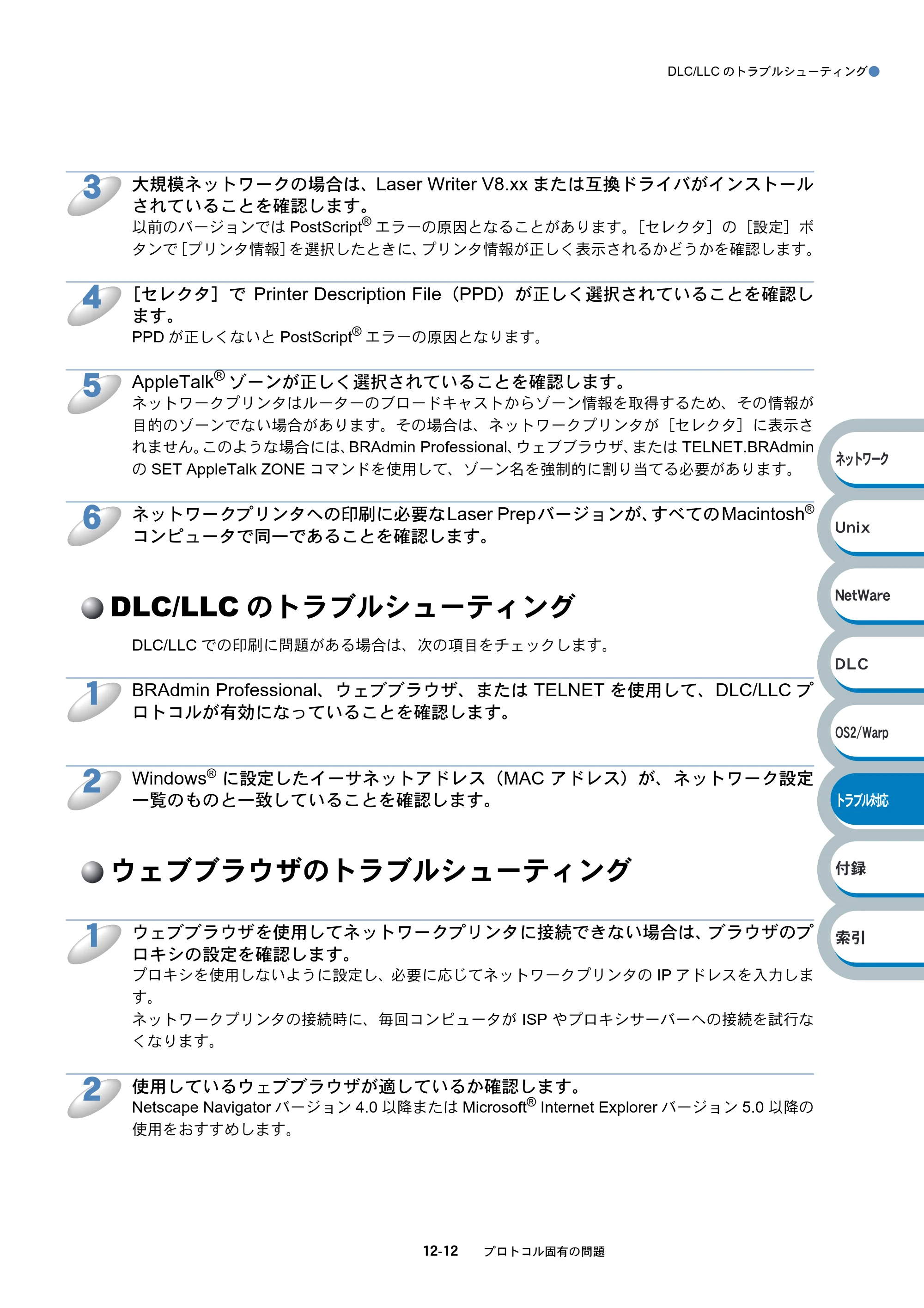 ブラザー HL-6050DN ネットワーク取扱説明書 — DLC/LLCのトラブルシューティング — 原本ページ — 172ページ