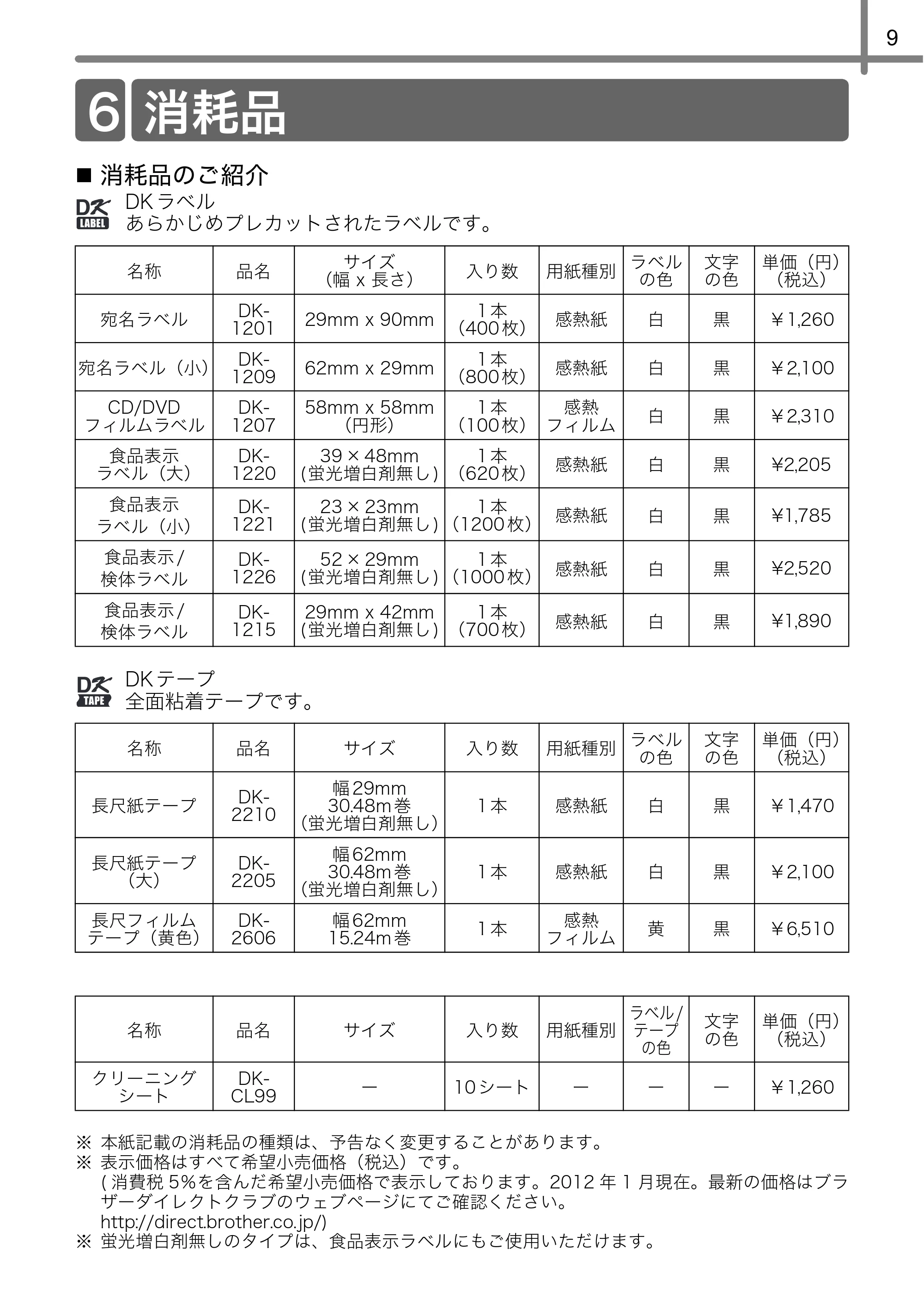 ブラザー QL-700 ユーザーズガイド — 消耗品 — 原本ページ — 11ページ