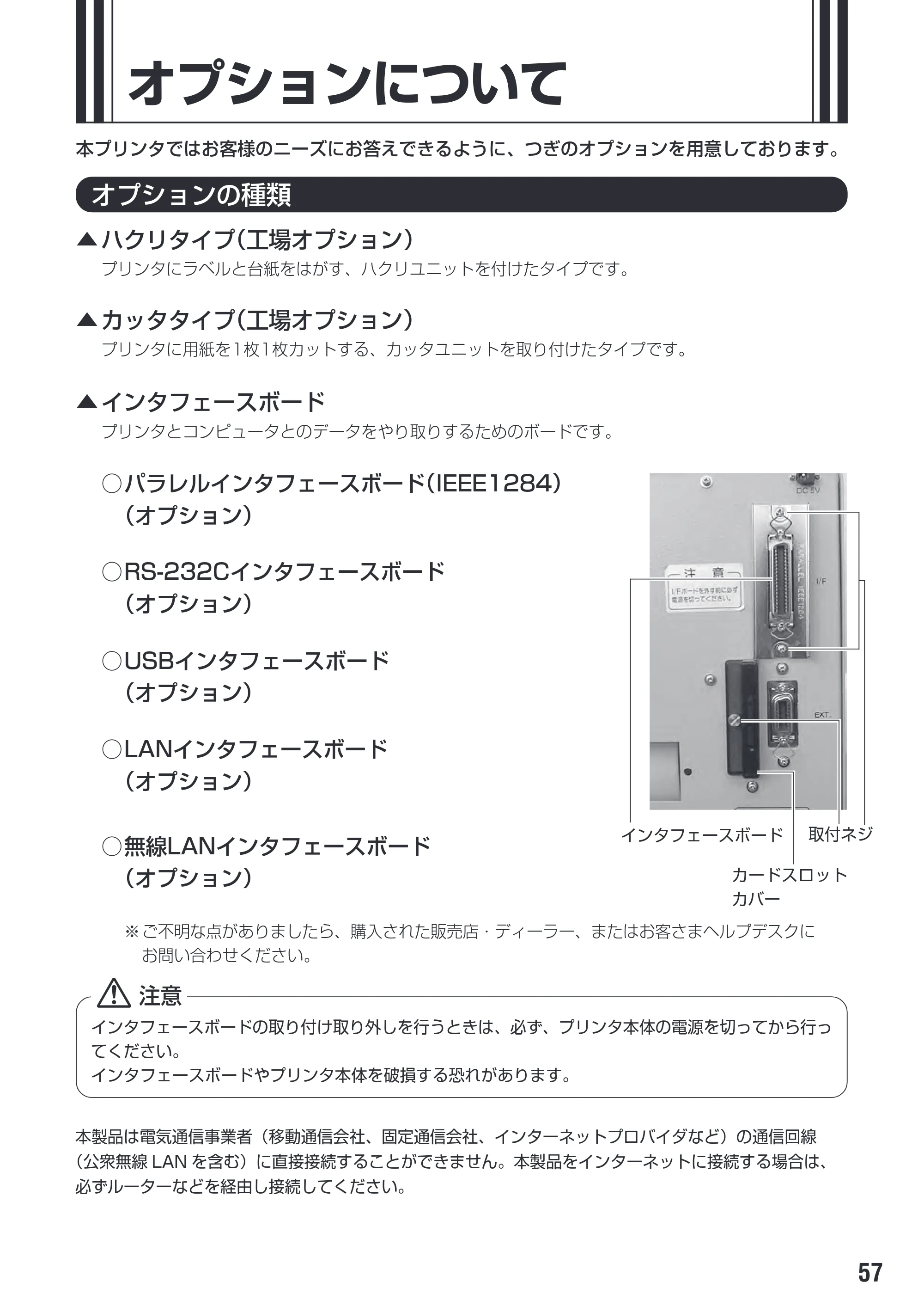 サトー M-48Pro8 / 12 / 24 取扱説明書（第7版） — オプションについて — 原本ページ — 61ページ