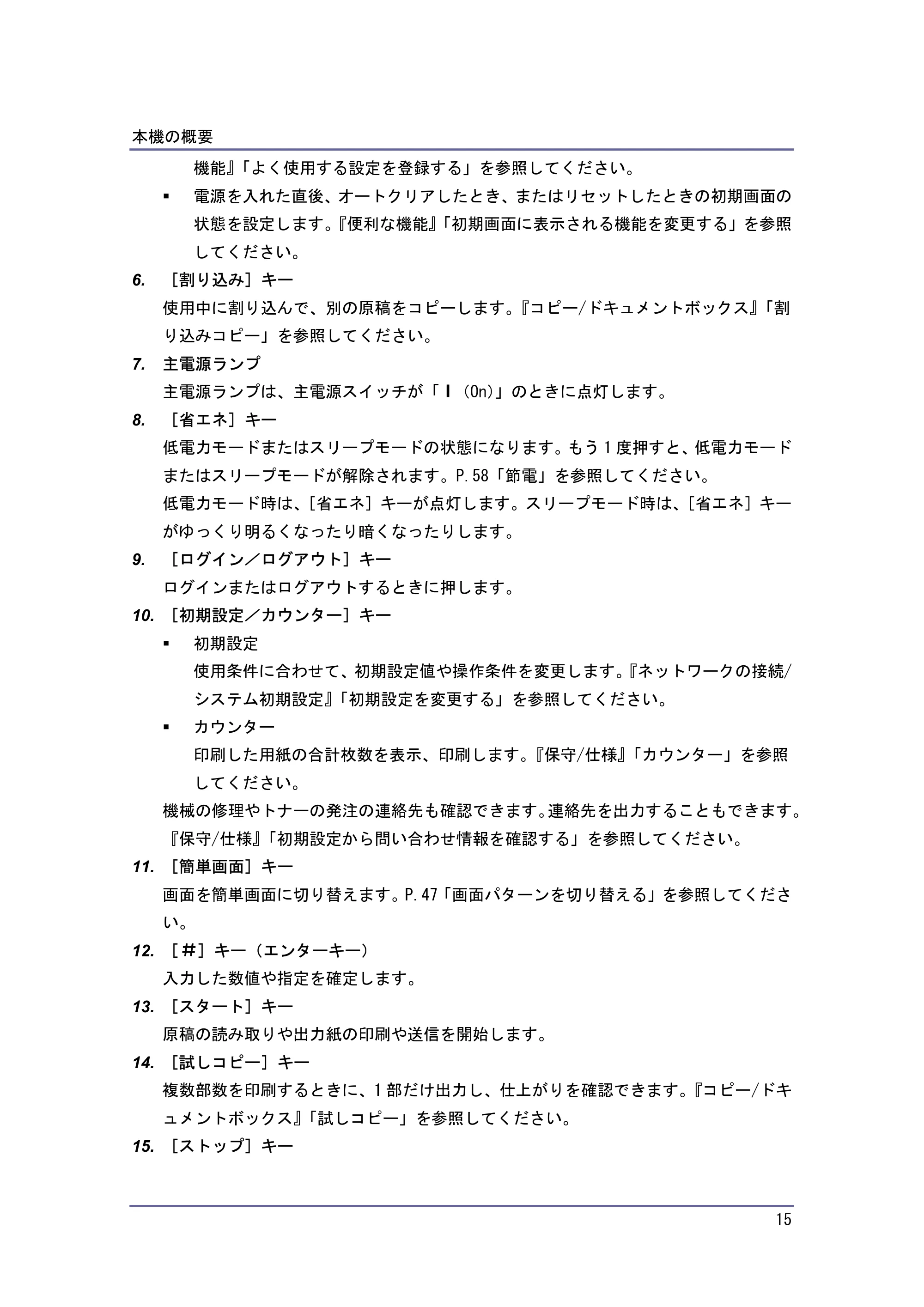 キヤノン iR W940/W940N 本機のご利用にあたって (PDF形式/7.99Mバイト) — 原本ページ — 15ページ