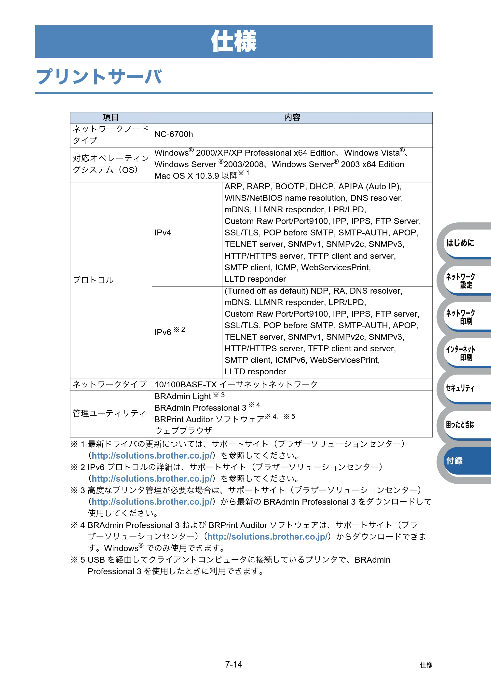 ブラザー HL-3040CN ユーザーズガイド ～ネットワーク設定編～ — 仕様 — 原本ページ — 122ページ