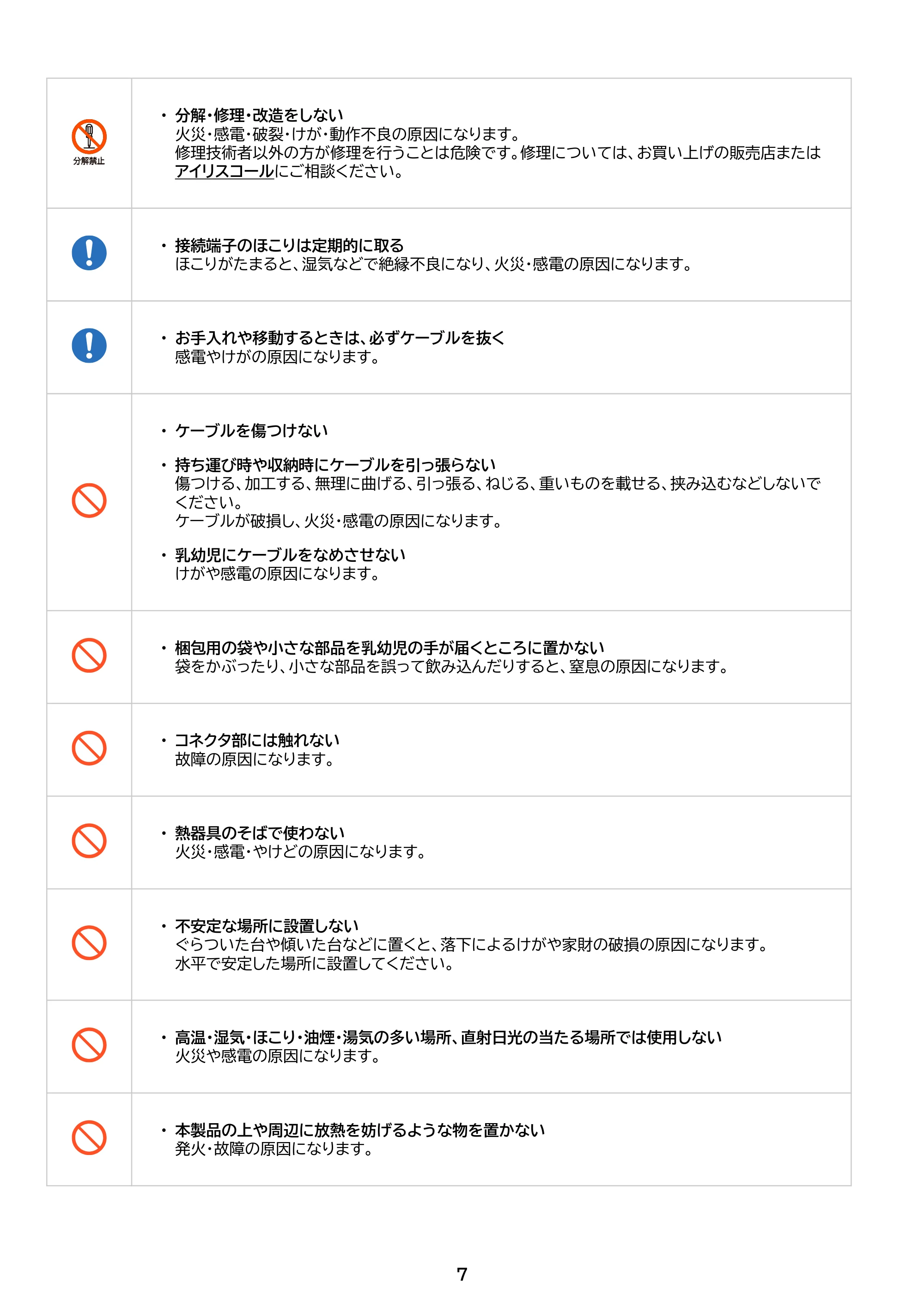 アイリスオーヤマ DP-BF132S 取扱説明書 — 原本ページ — 7ページ