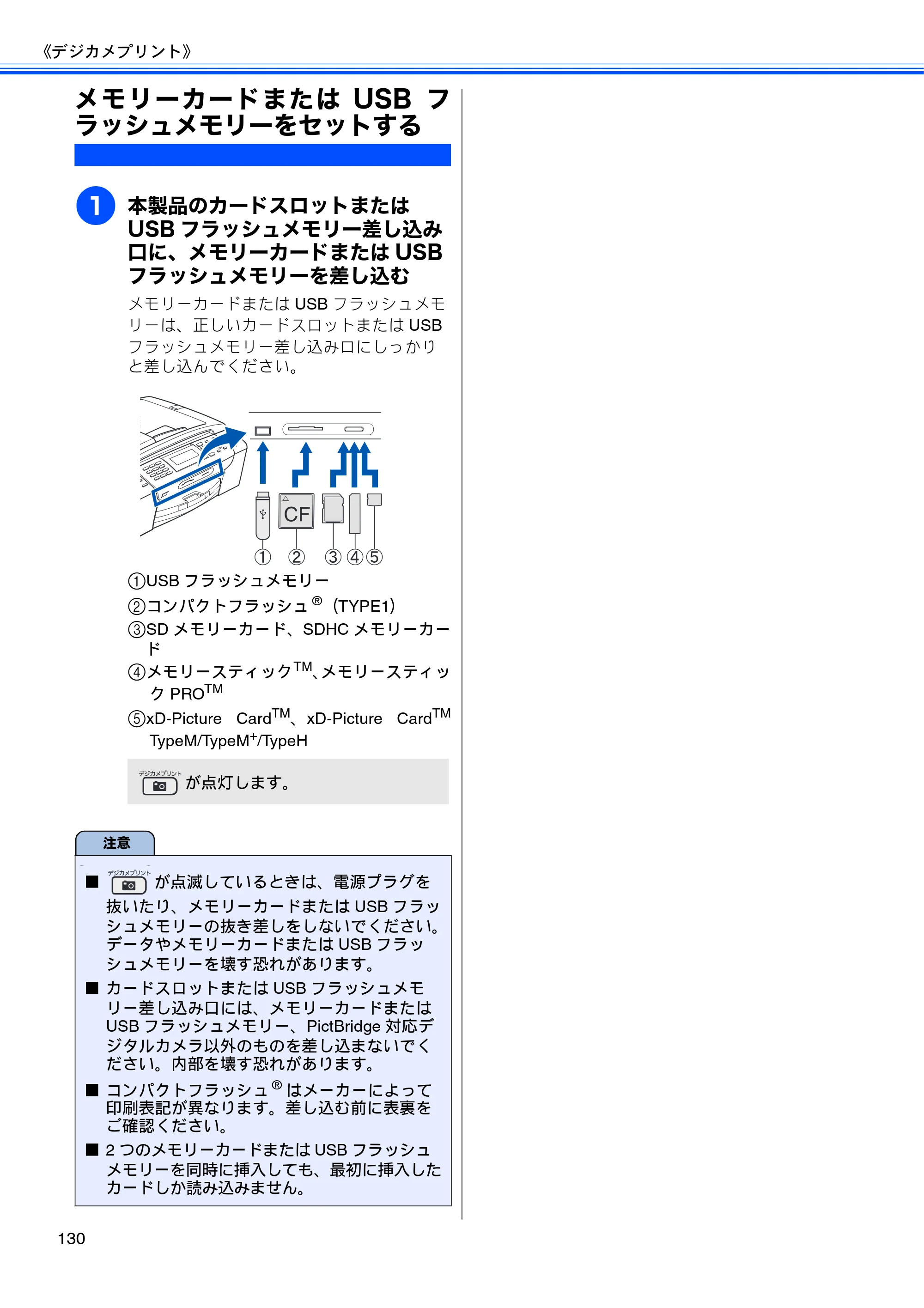 ブラザー MFC-495CN ユーザーズガイド ～基本編～ — メモリーカードまたはUSBフ ラッシュメモリーをセットする — 原本ページ — 132ページ