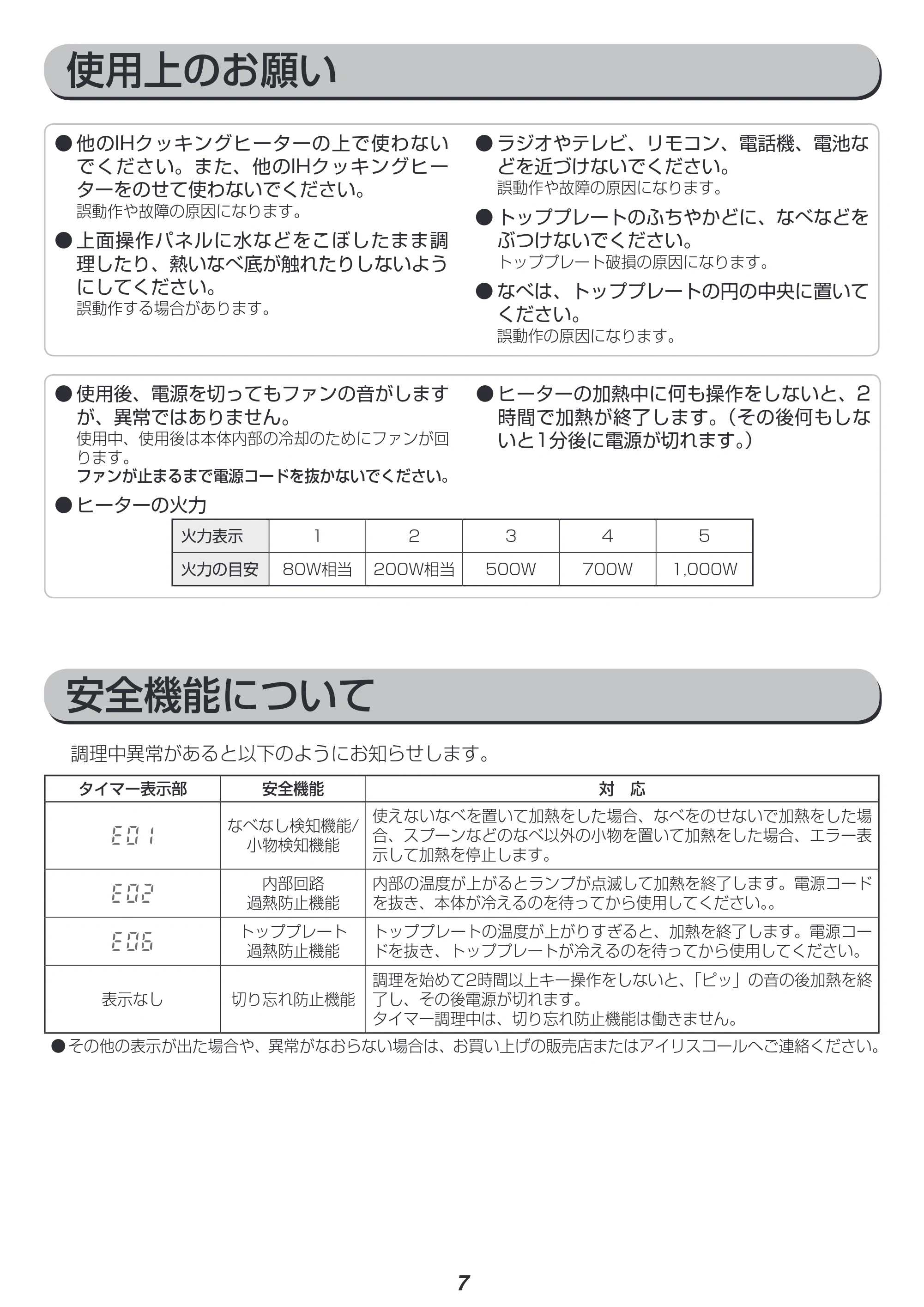 アイリスオーヤマ IHC-T42 取扱説明書 — 原本ページ — 7ページ